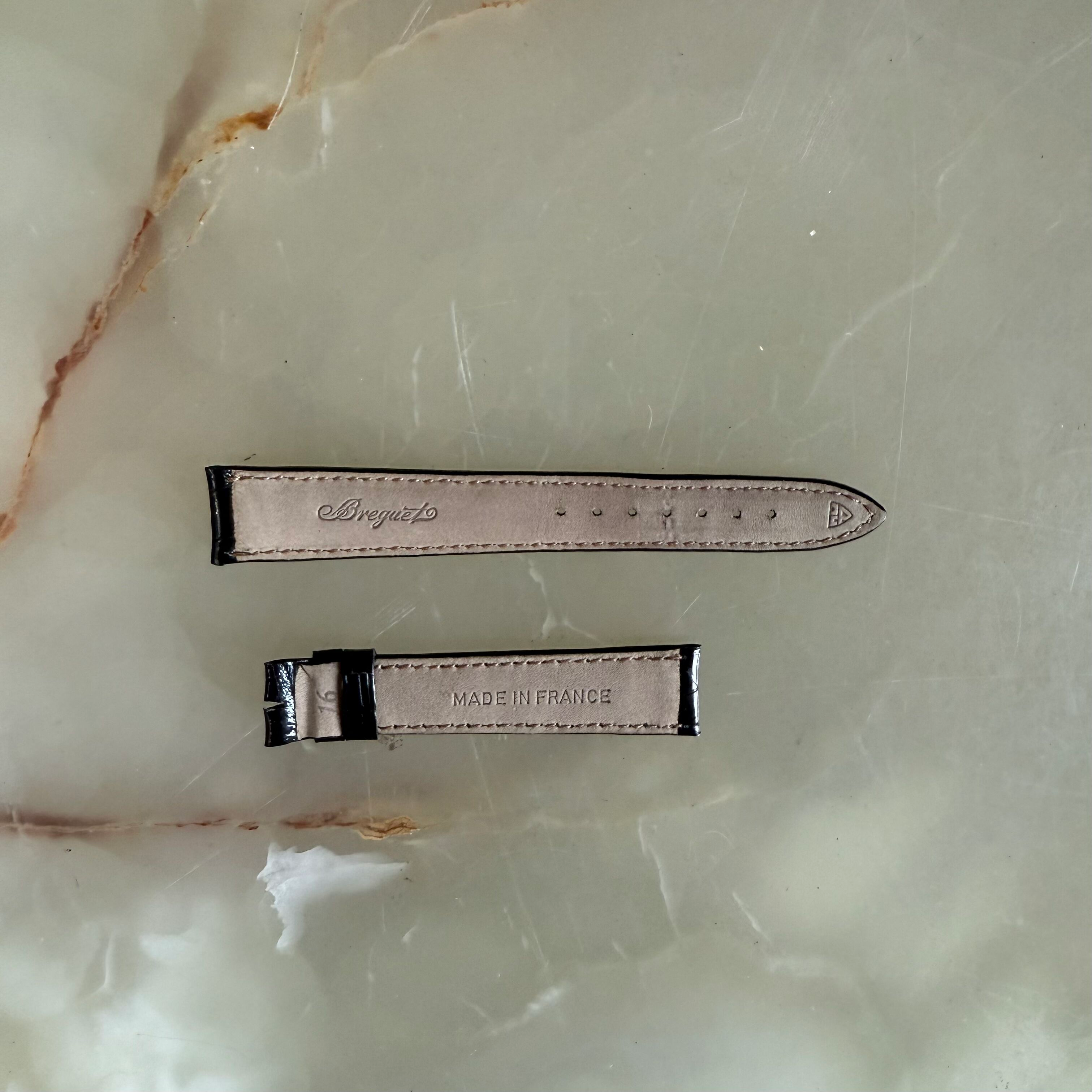 Authentic Breguet Black Crocodile Watch Strap Band 16.5mm Padded & Stitched