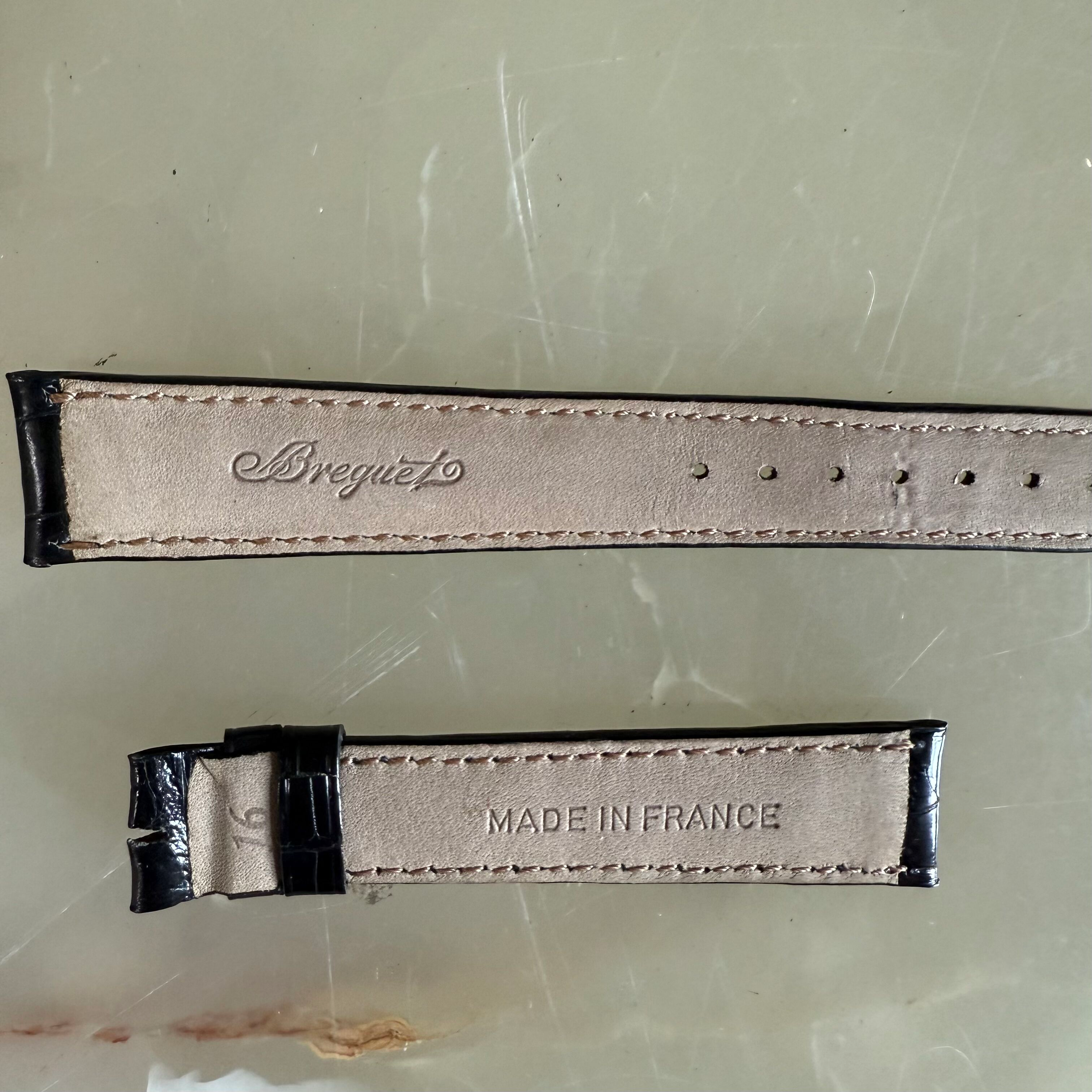 Authentic Breguet Black Crocodile Watch Strap Band 16.5mm Padded & Stitched