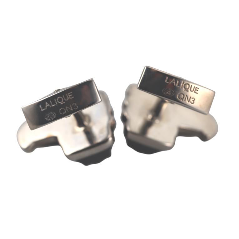 Lalique Eagle Noir Black Crystal Palladium Cufflinks 10605300