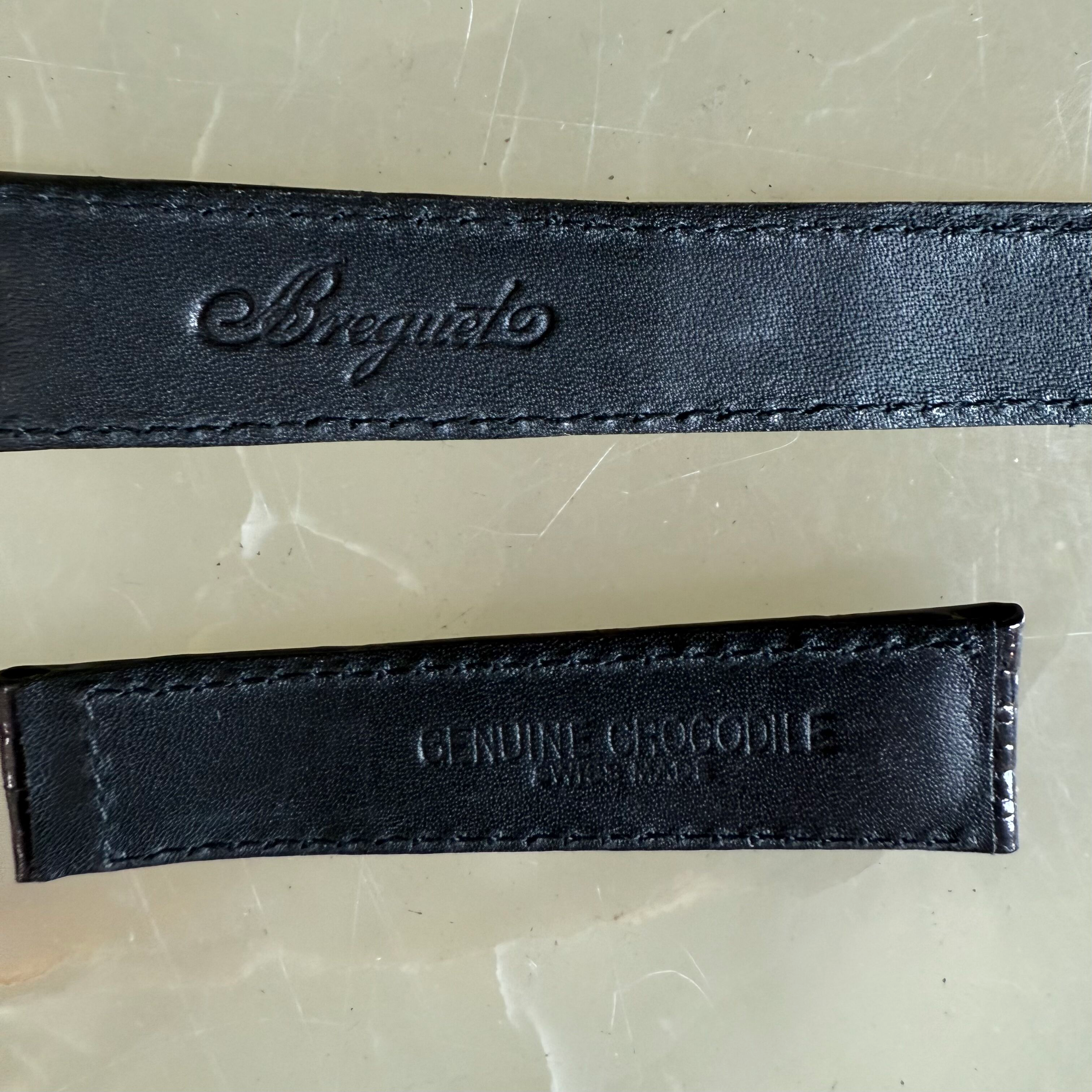 Authentic Breguet Black Crocodile Watch Strap Band 19mm Padded & Stitched