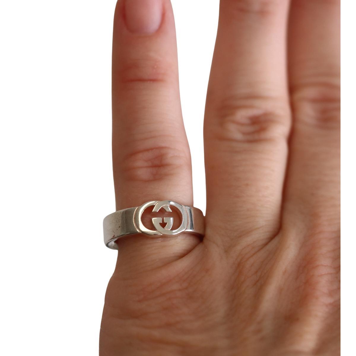 Gucci GG Interlocking G Sterling Silver 6mm Band Ring