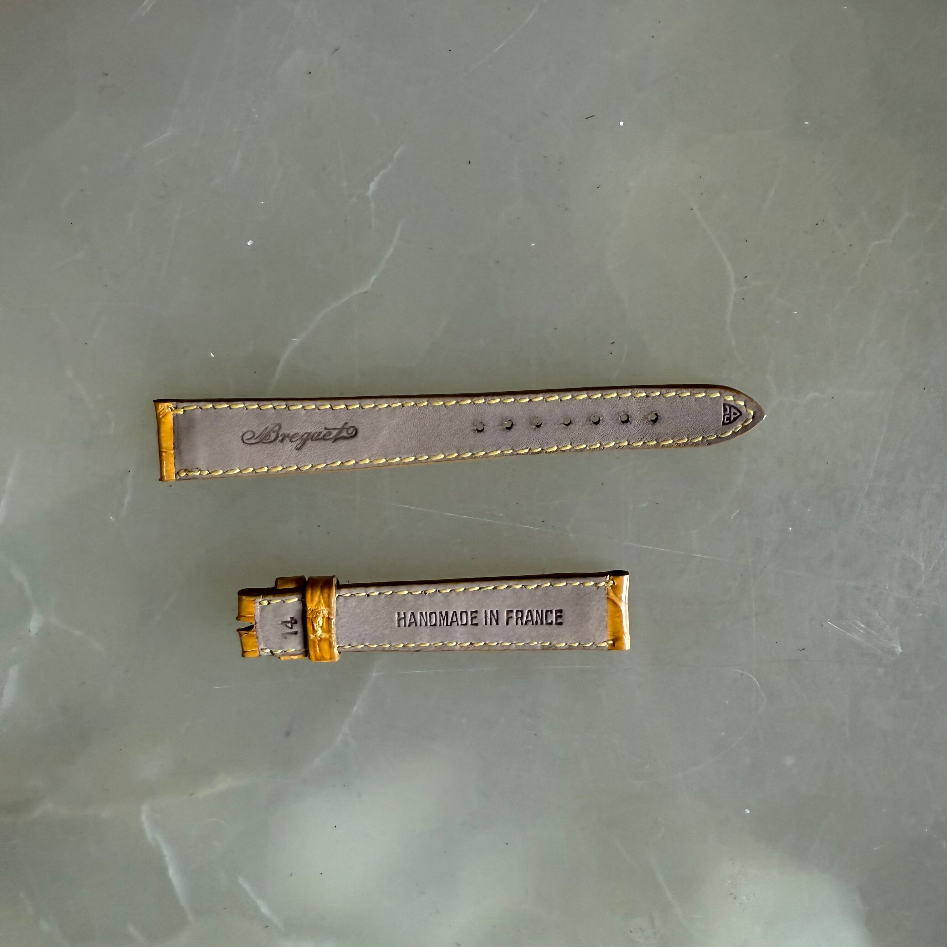 Authentic Breguet Yellow Crocodile Watch Strap Band 15mm Padded & Stitched