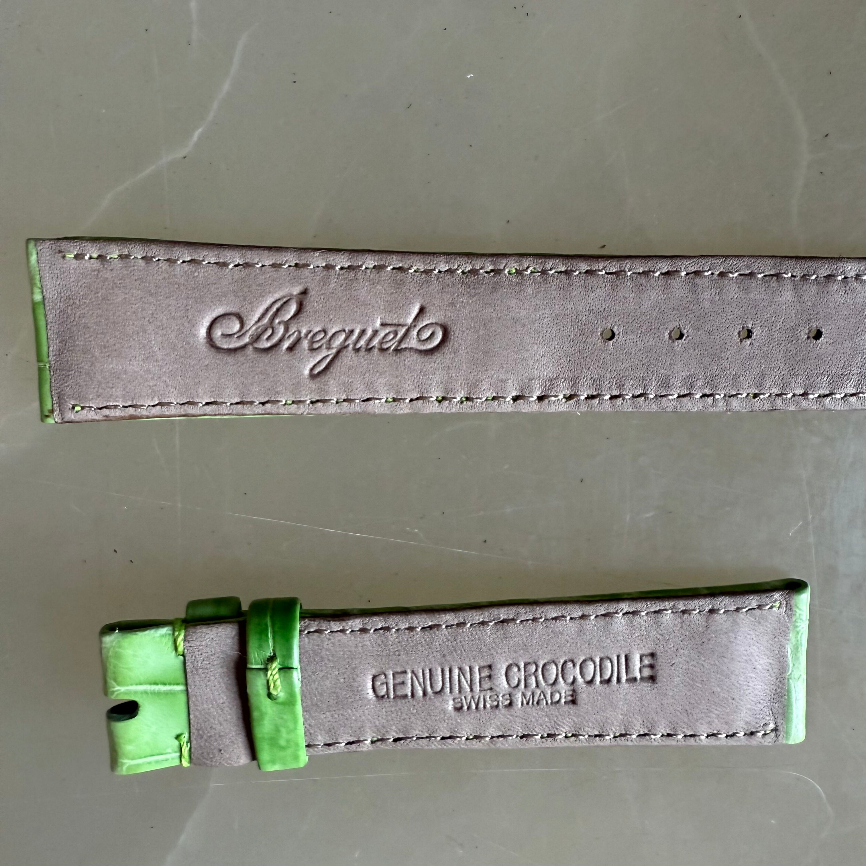 Authentic Breguet Green Crocodile Watch Strap Band 18mm Padded & Stitched