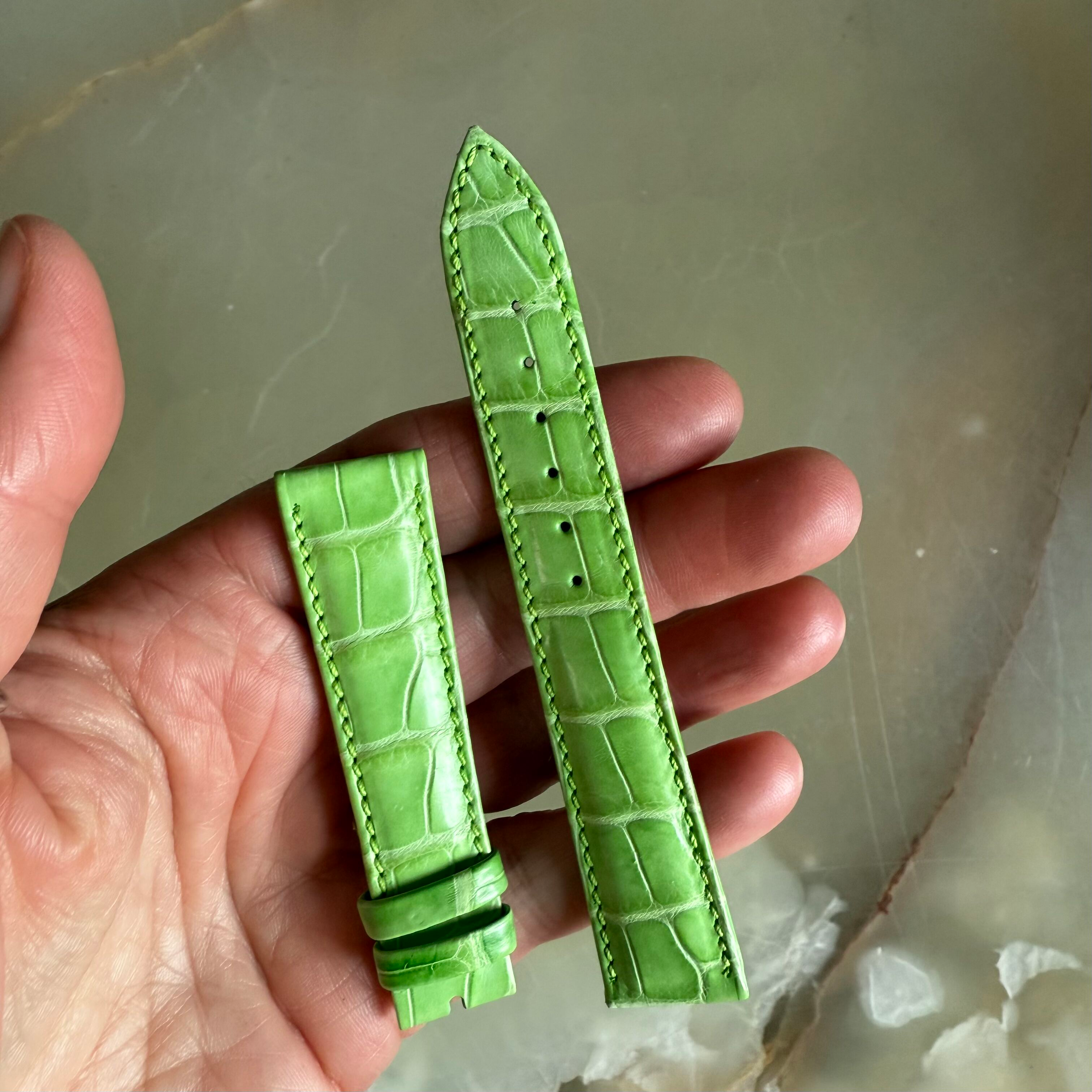 Authentic Breguet Green Crocodile Watch Strap Band 18mm Padded & Stitched