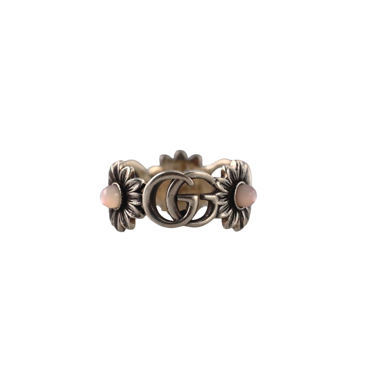 Gucci GG Marmont Interlocking G Flower Sterling Silver Ring
