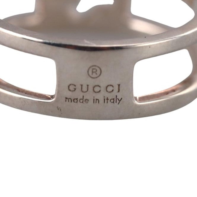 Gucci GG Interlocking G Sterling Silver 9mm Double Band Ring