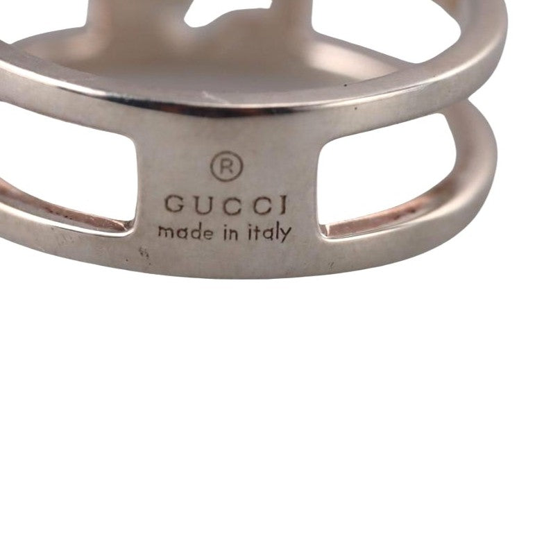 Gucci GG Interlocking G Sterling Silver 6mm Double Band Ring