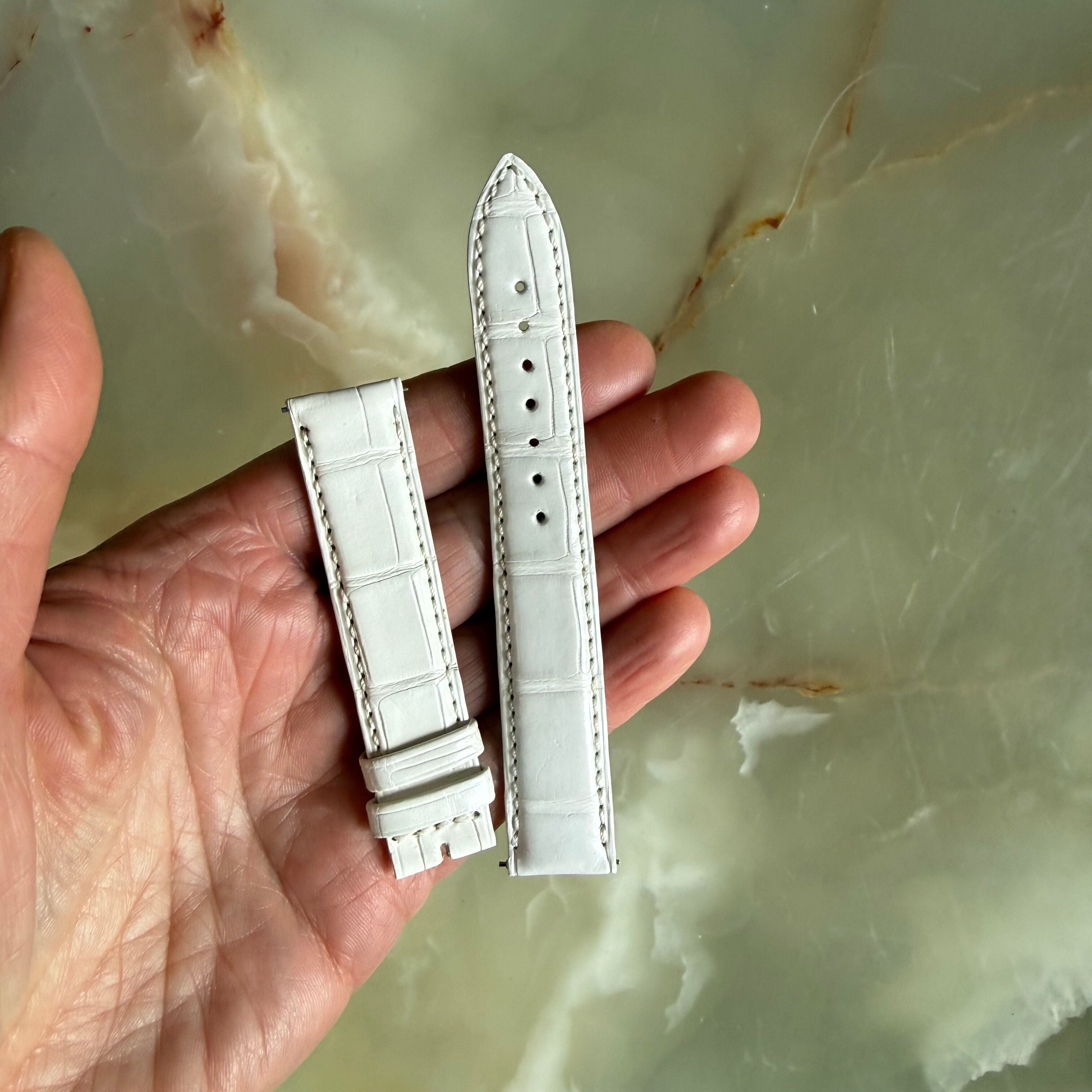 Authentic Jaeger LeCoultre White Alligator Watch Strap Band 17mm