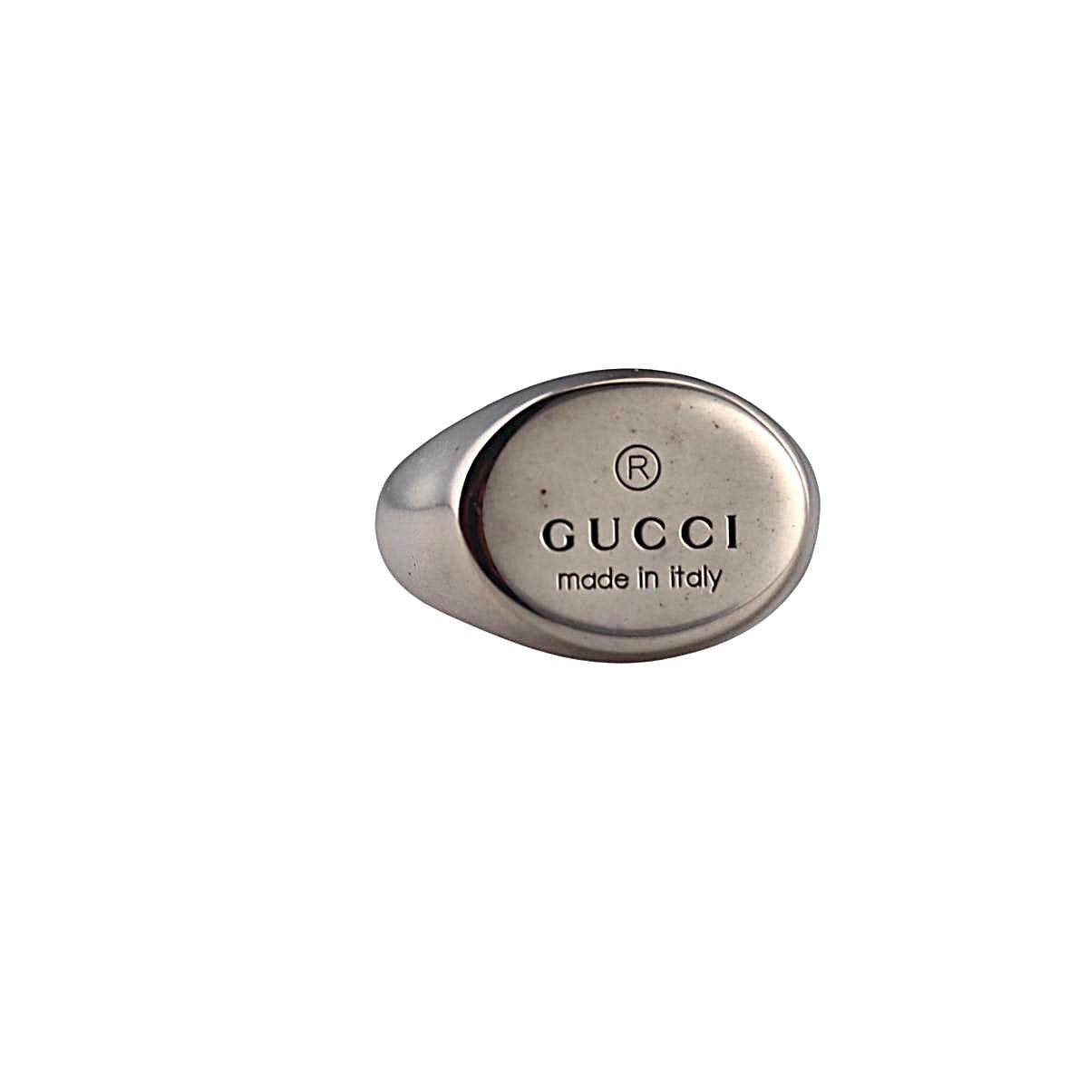 Gucci Trademark Chevalier Sterling Silver Oval Ring