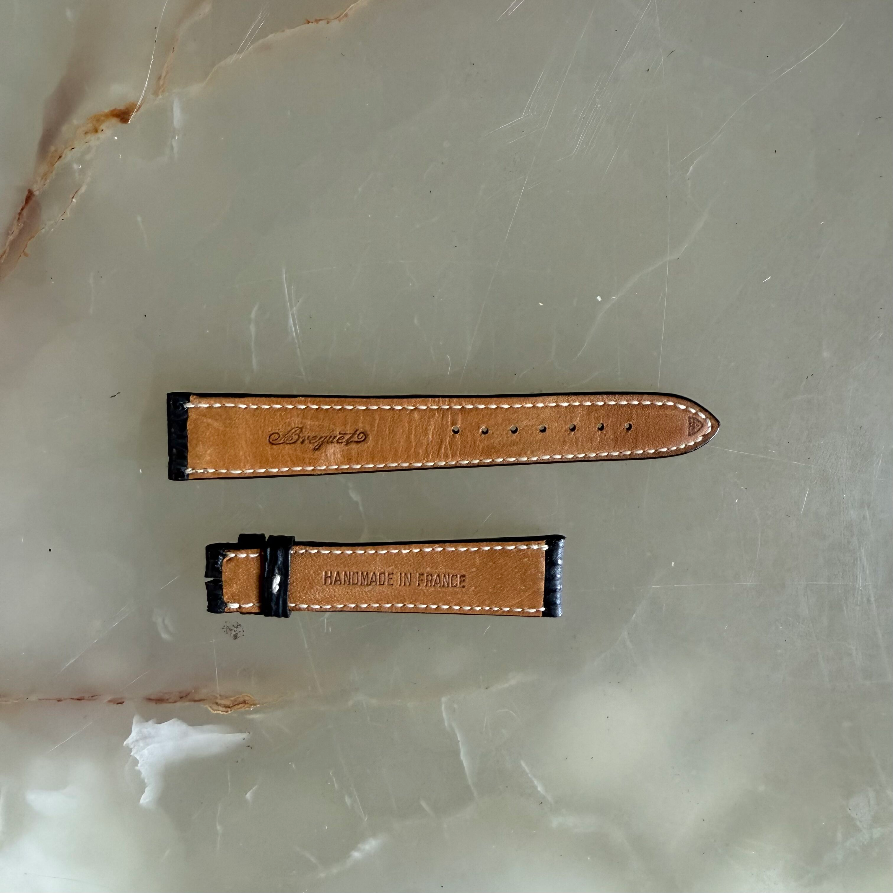 Authentic Breguet Black Shark Watch Strap Band 18mm Padded & Stitched