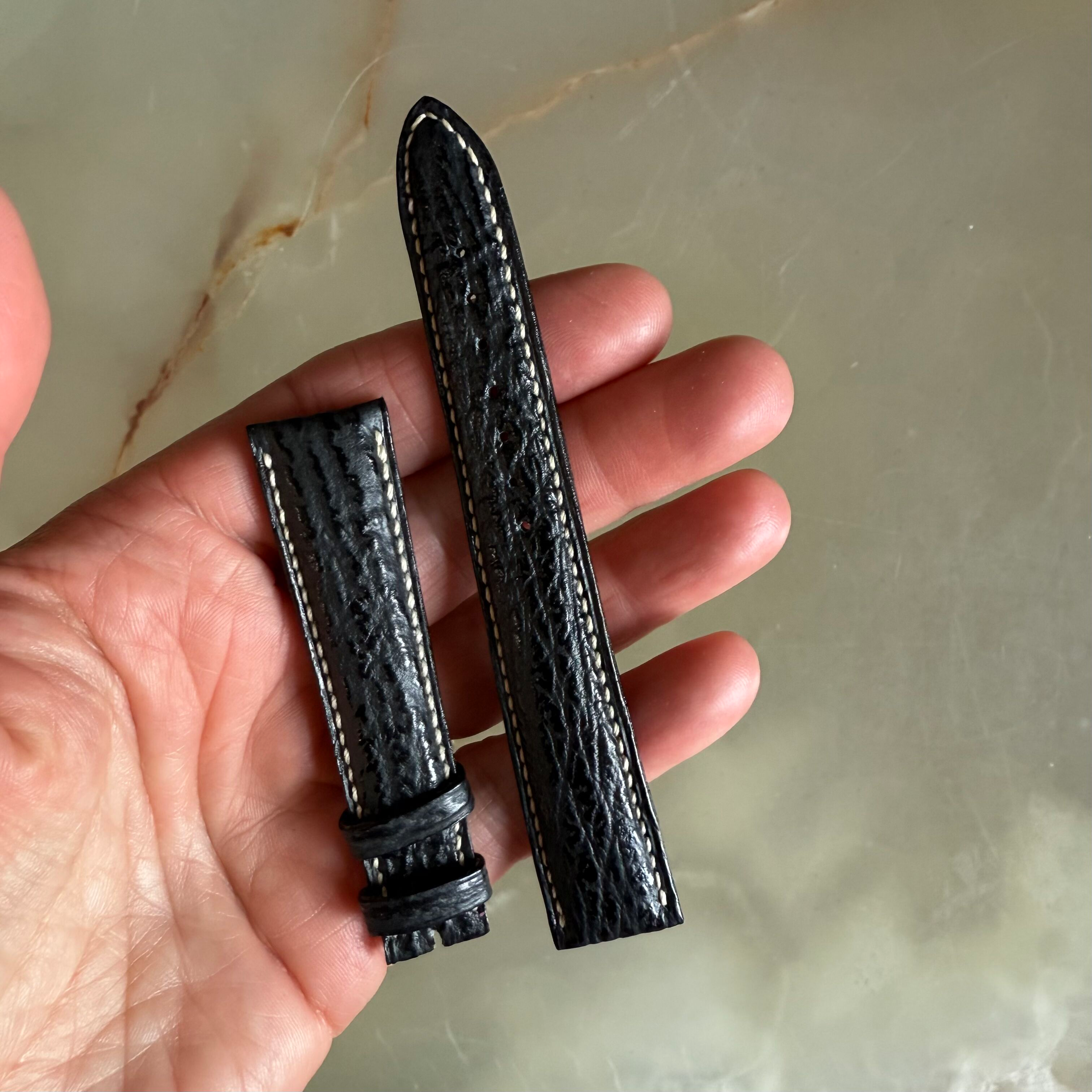 Authentic Breguet Black Shark Watch Strap Band 18mm Padded & Stitched