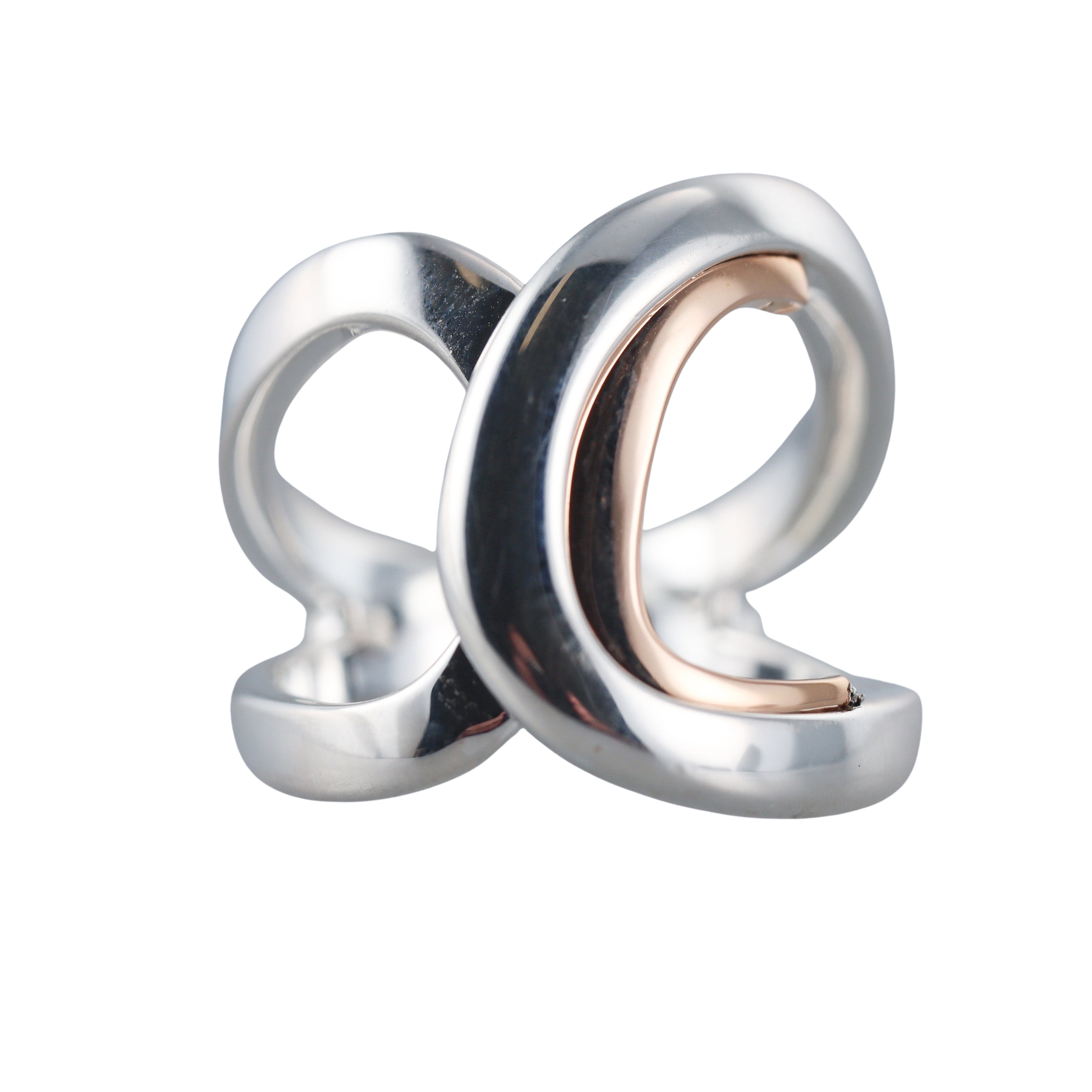 C De Christofle Sterling Silver Gilted Rose Gold Ring 6761059