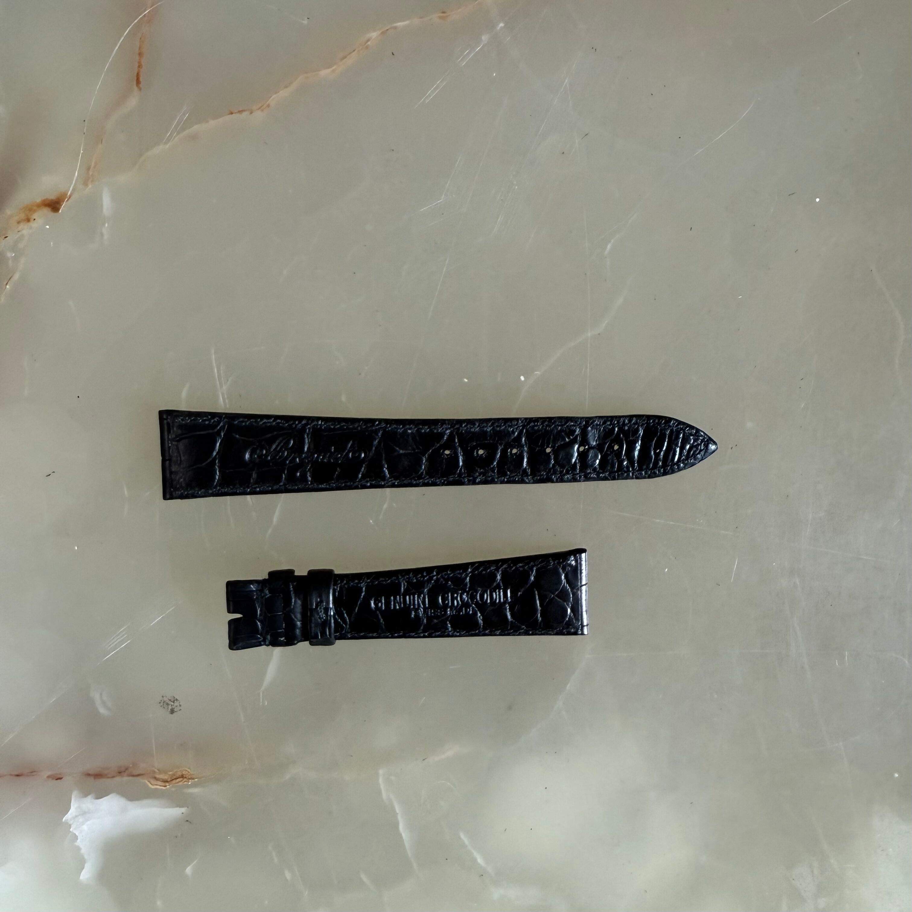 Authentic Breguet Black Crocodile Watch Strap Band 19mm Padded & Stitched