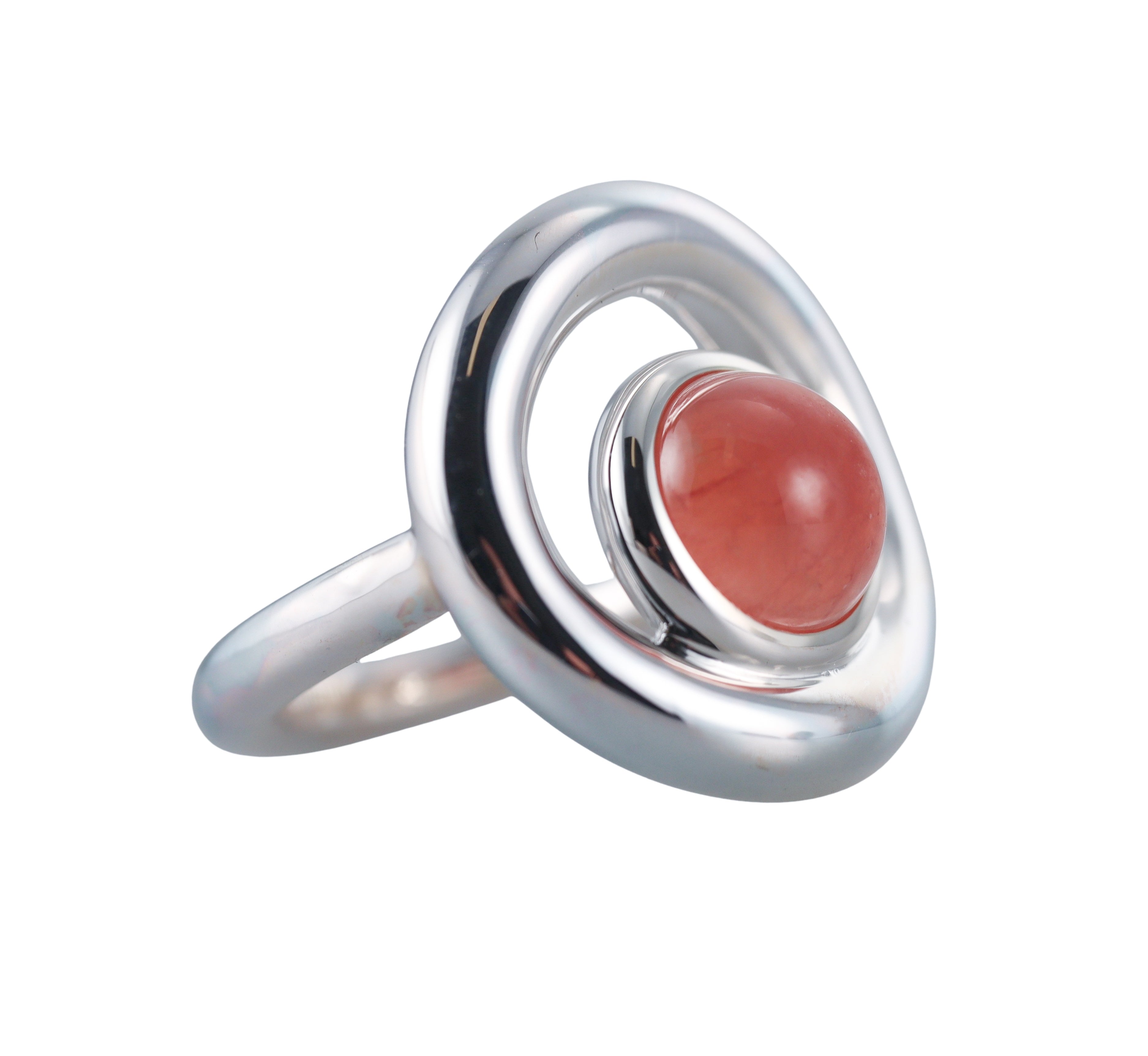 Idole De Christofle Sterling Silver & Rhodocrosite Ring 6762053