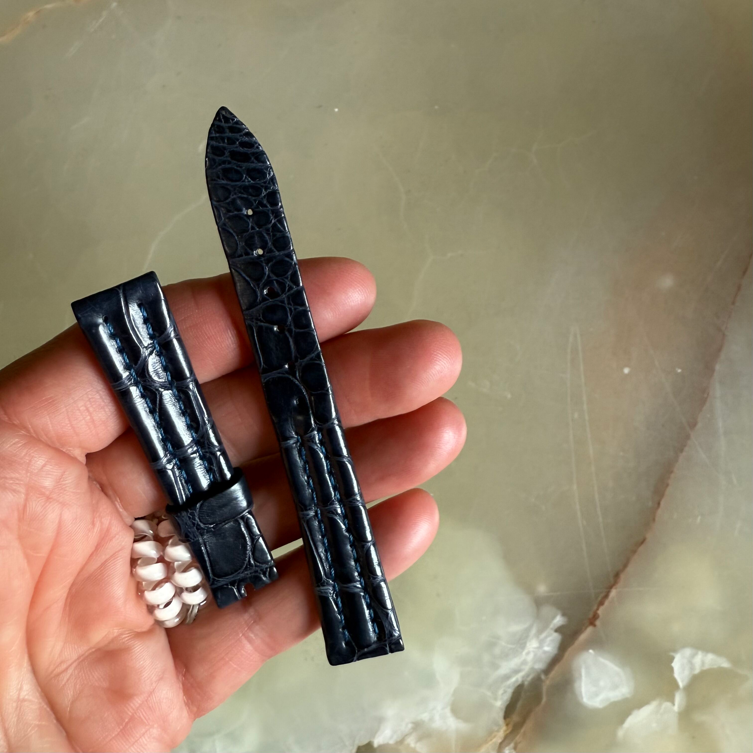 Authentic Breguet Blue Crocodile Watch Strap Band 14.5mm Padded & Stitched