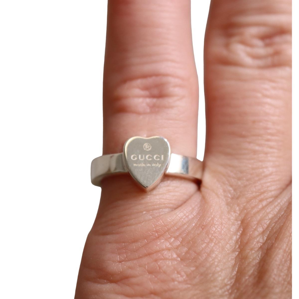 Gucci Trademark Sterling Silver Heart Ring