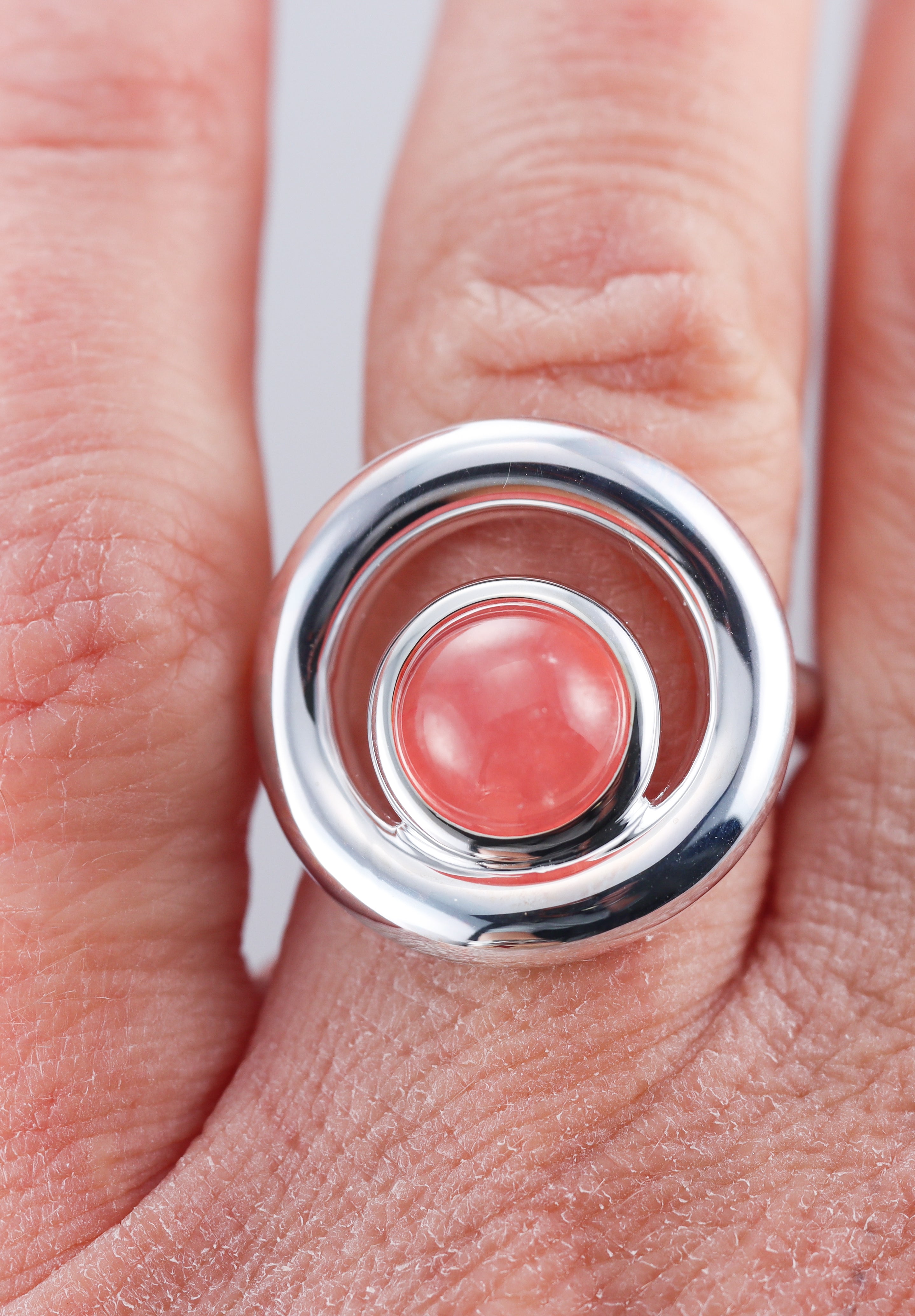 Idole De Christofle Sterling Silver & Rhodocrosite Ring 6762053