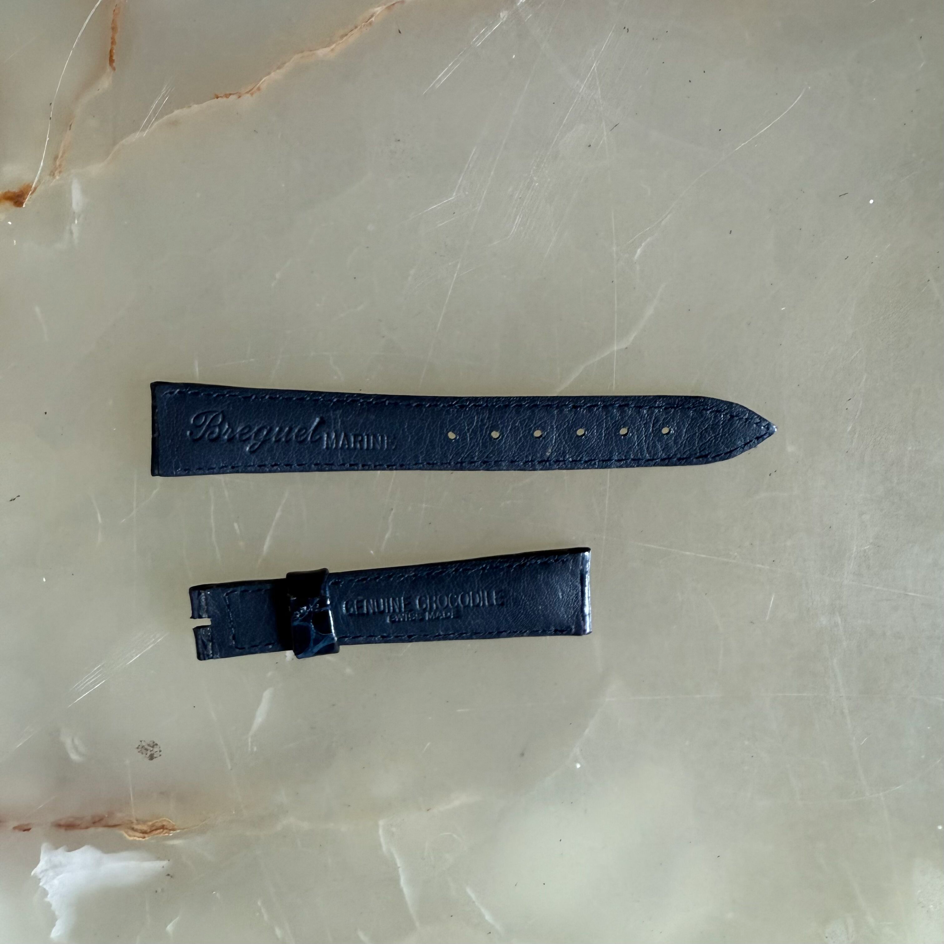 Authentic Breguet Blue Crocodile Watch Strap Band 17mm Padded & Stitched