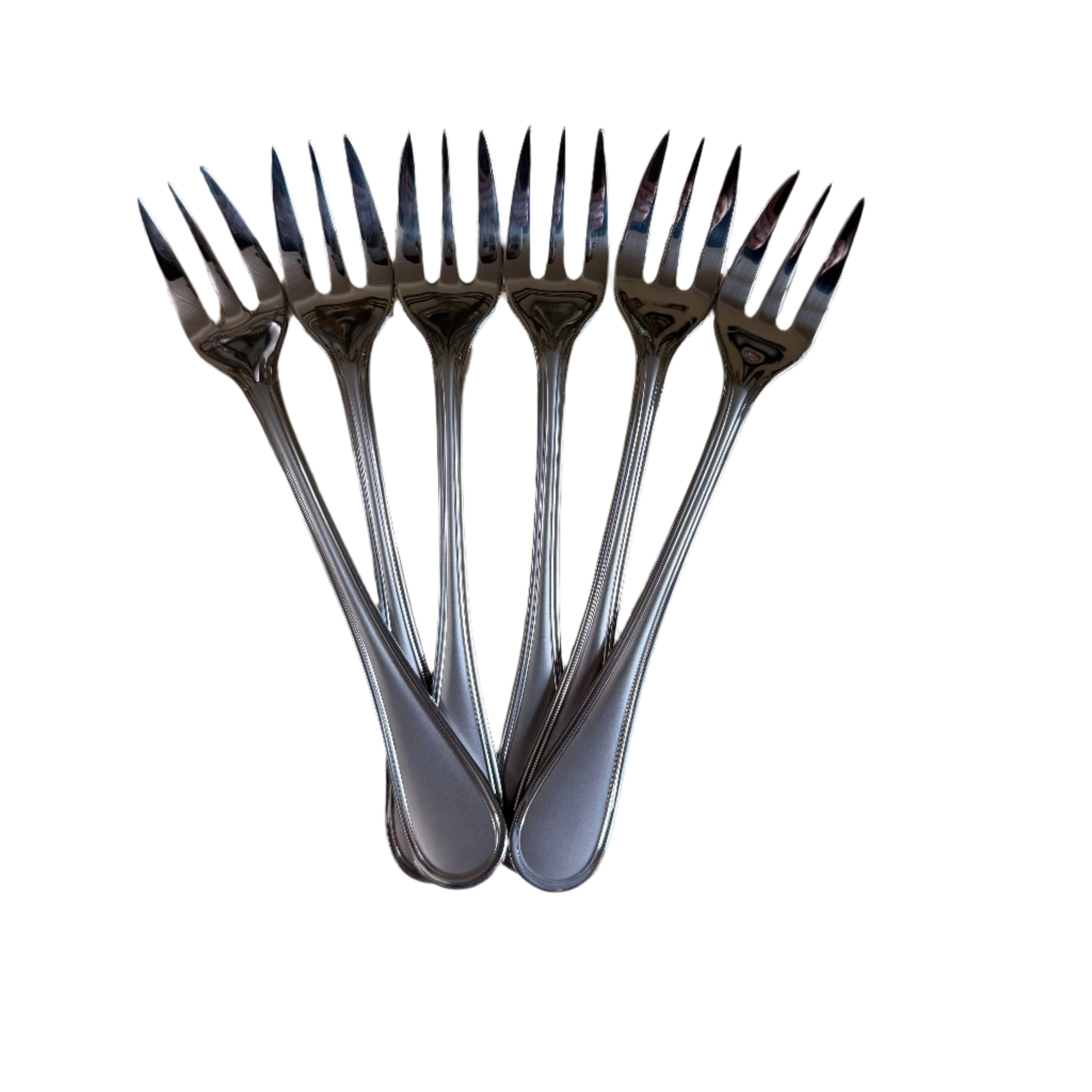 Christofle Albi Satin Stainless Steel Oyster Cocktail Fork Set of 6 2424048