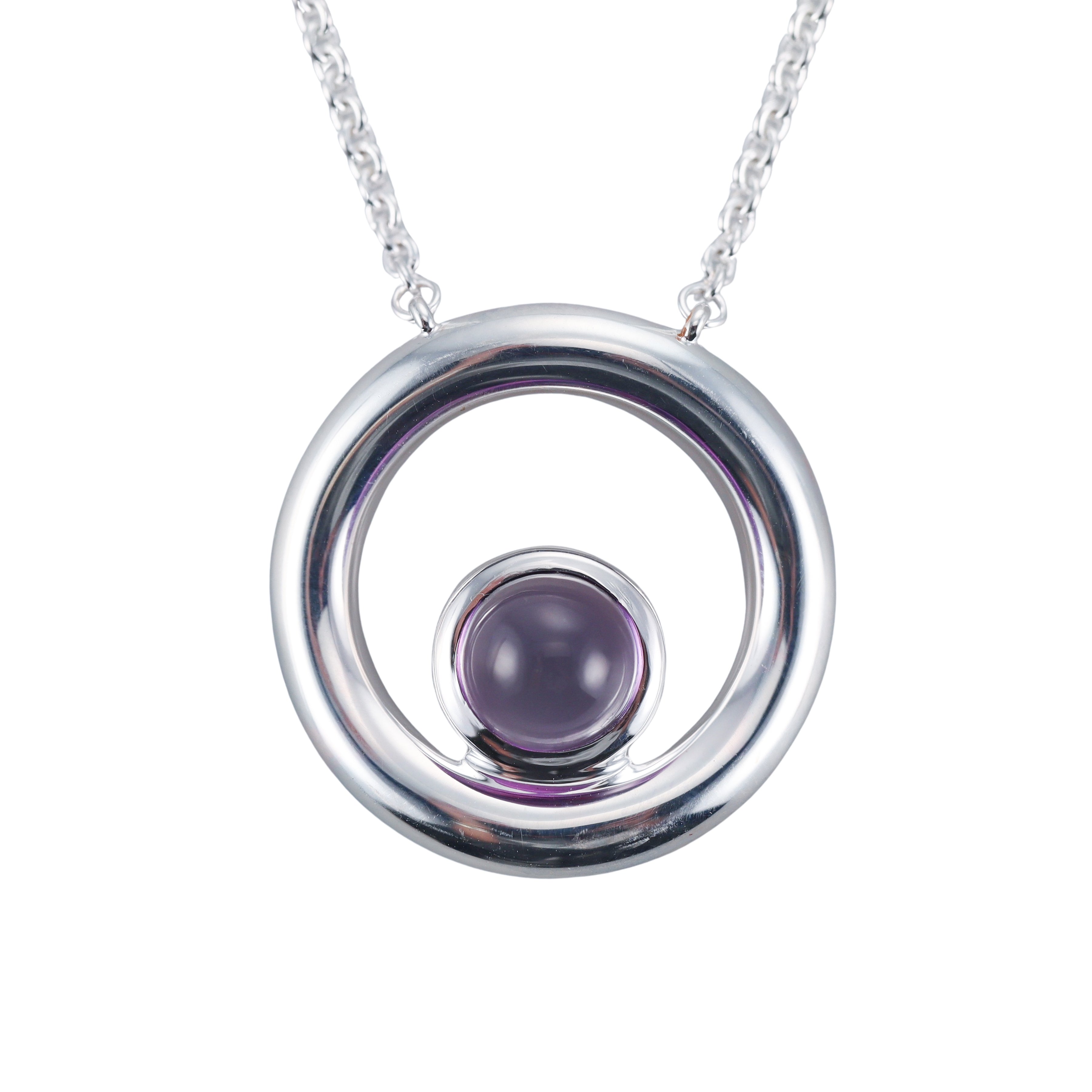 Idole de Christofle Sterling Silver Amethyst Pendant Necklace 6762400-6762410