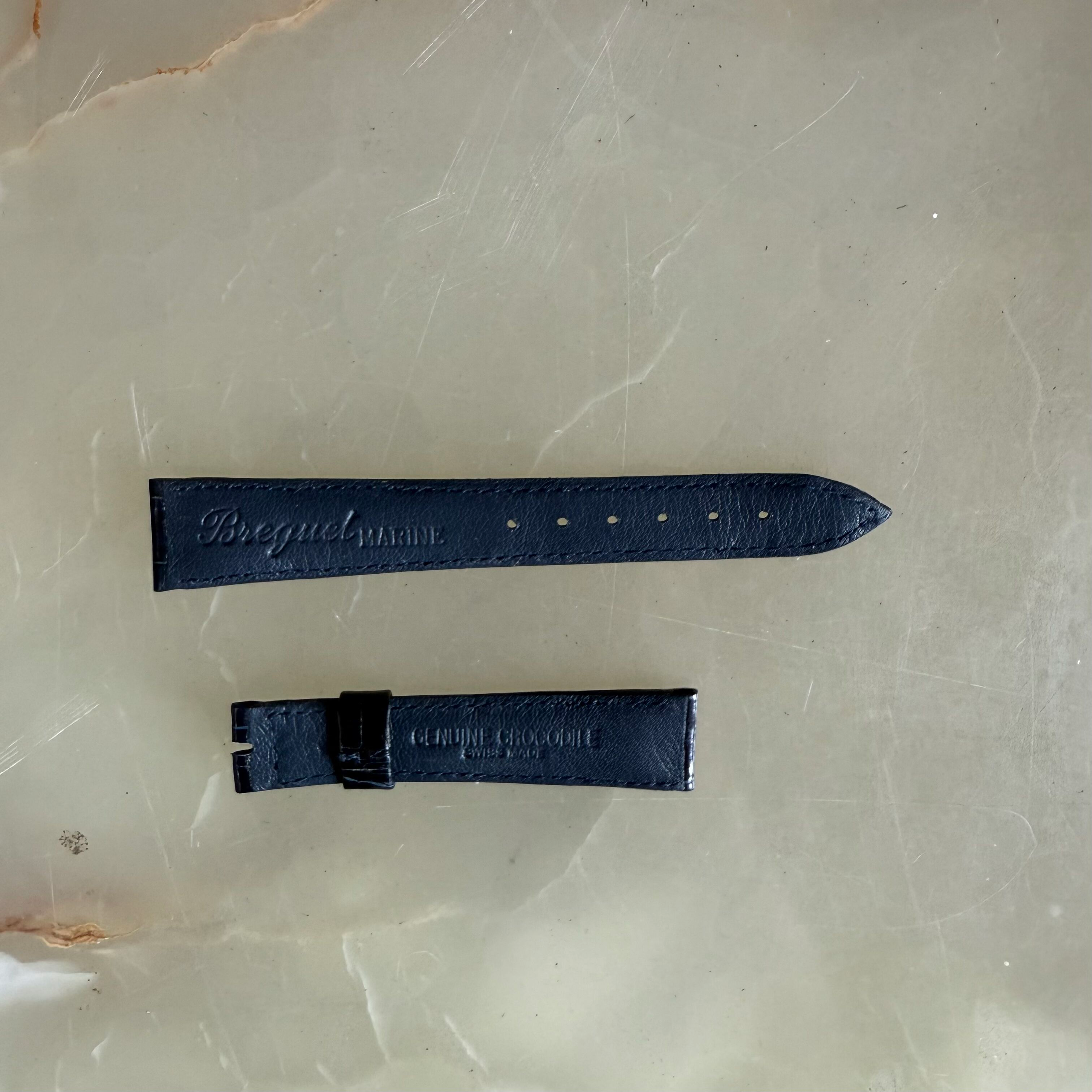 Authentic Breguet Blue Crocodile Watch Strap Band 17.5mm Padded & Stitched
