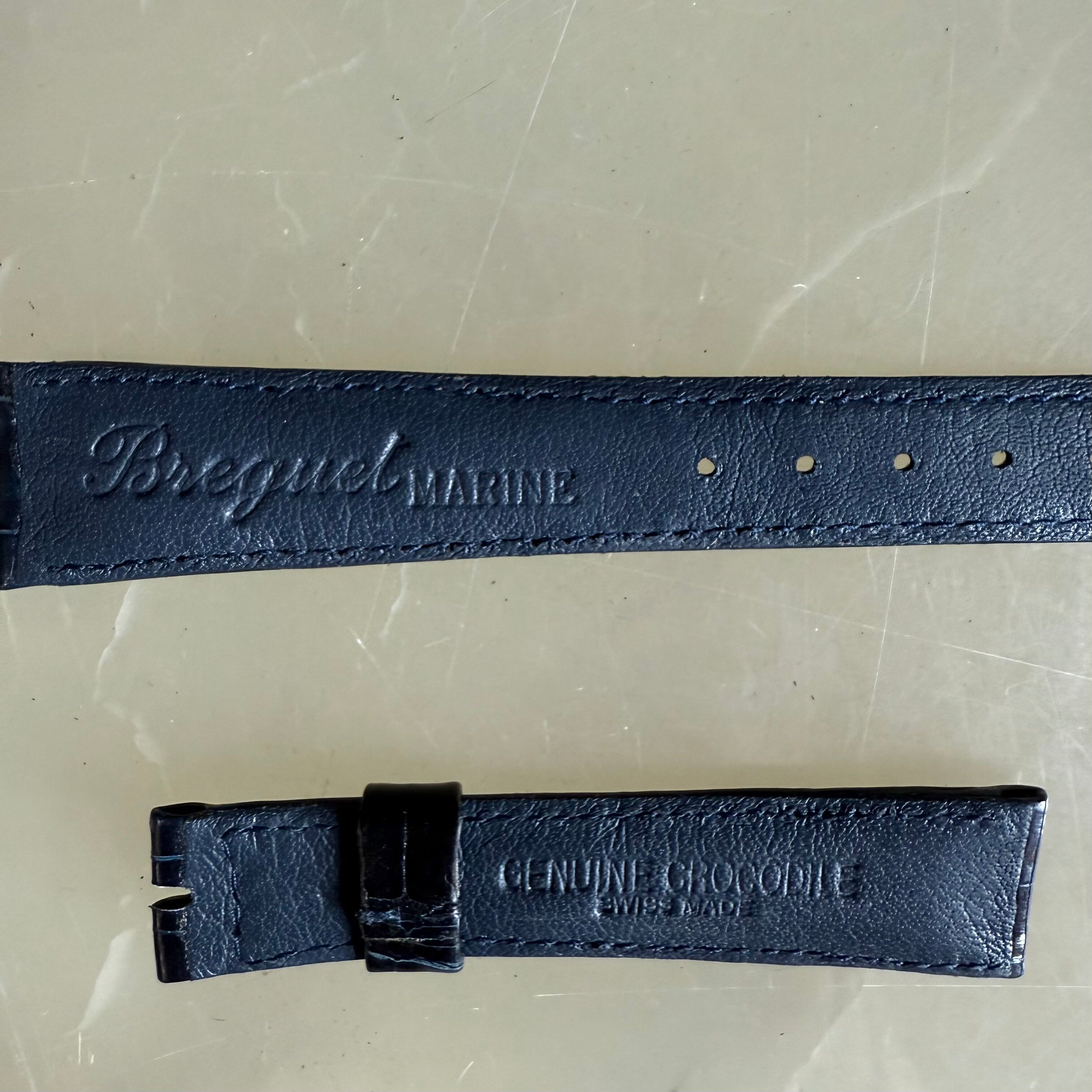 Authentic Breguet Blue Crocodile Watch Strap Band 17.5mm Padded & Stitched