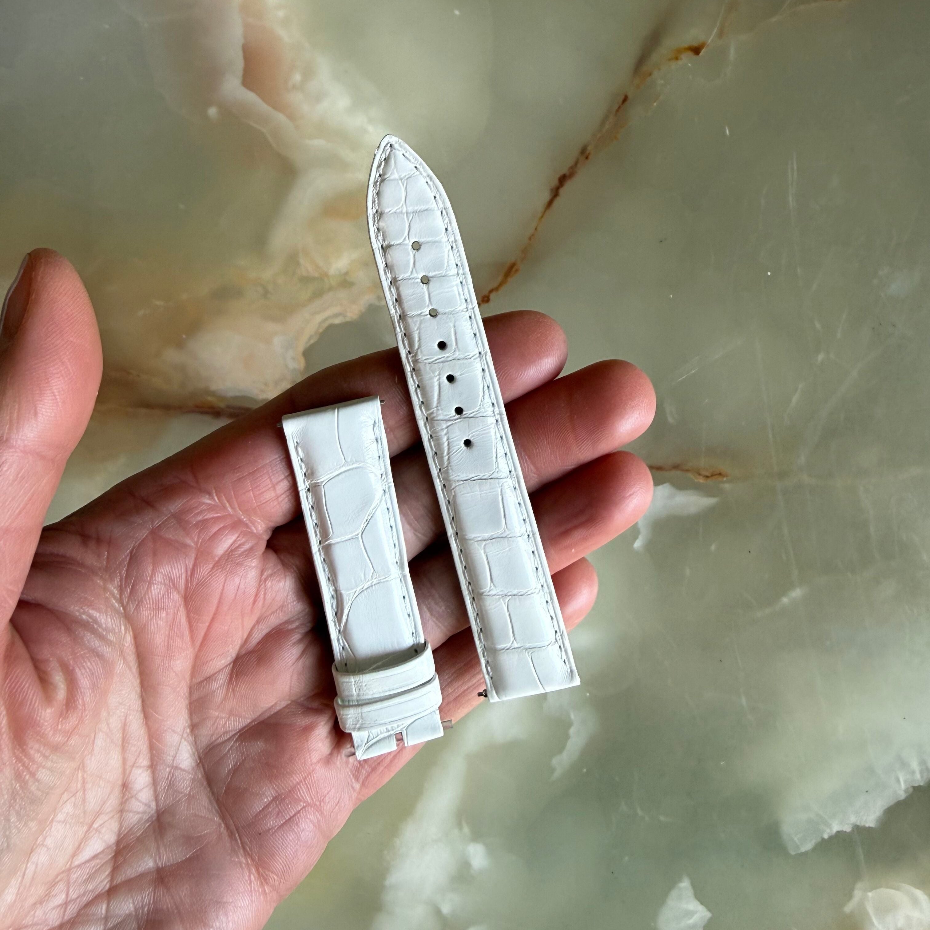 Authentic Jaeger LeCoultre White Alligator Watch Strap Band 17mm