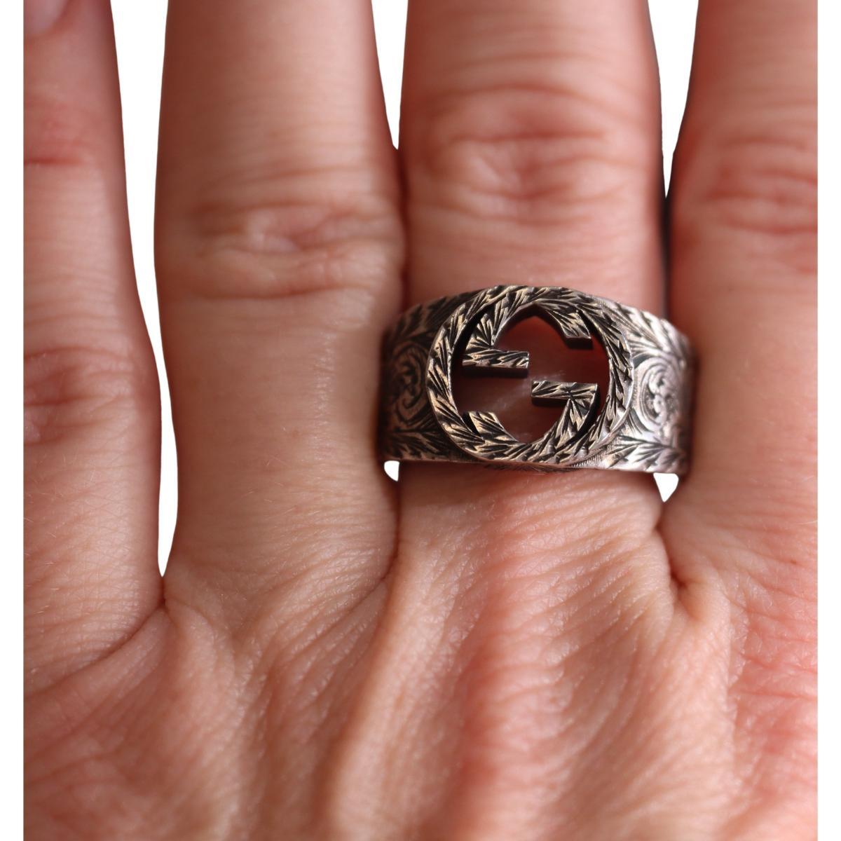 Gucci Interlocking G Paisley Sterling Silver Ring