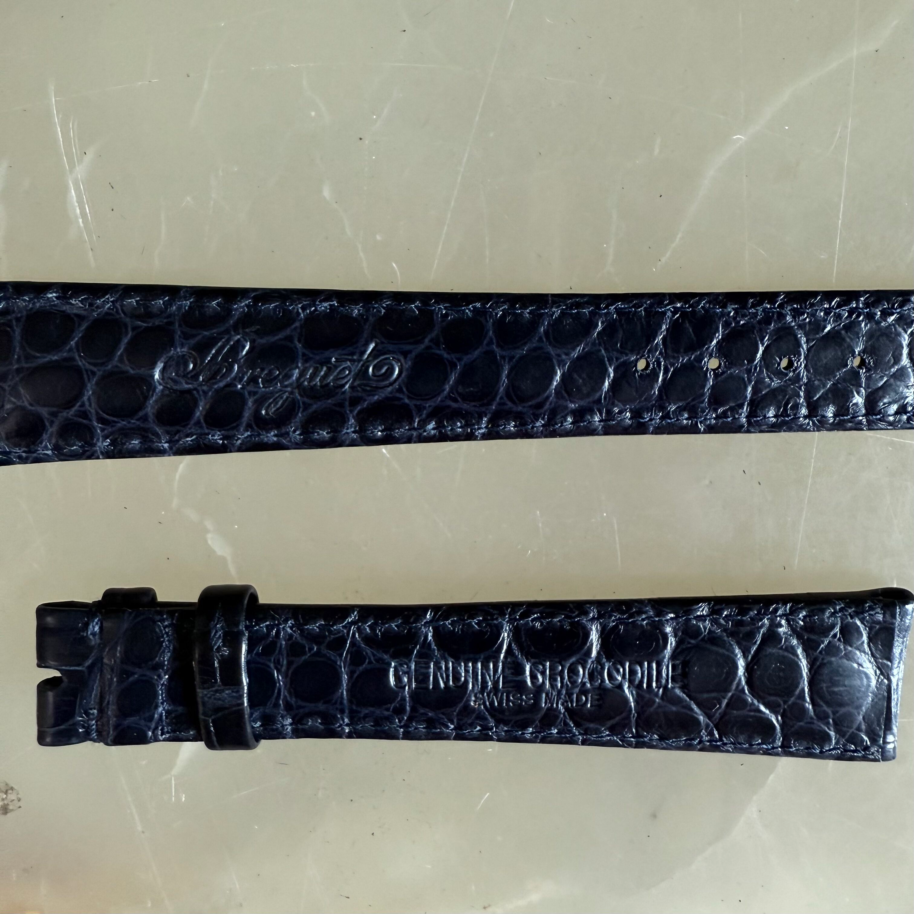 Authentic Breguet Blue Crocodile Watch Strap Band 19mm Padded & Stitched