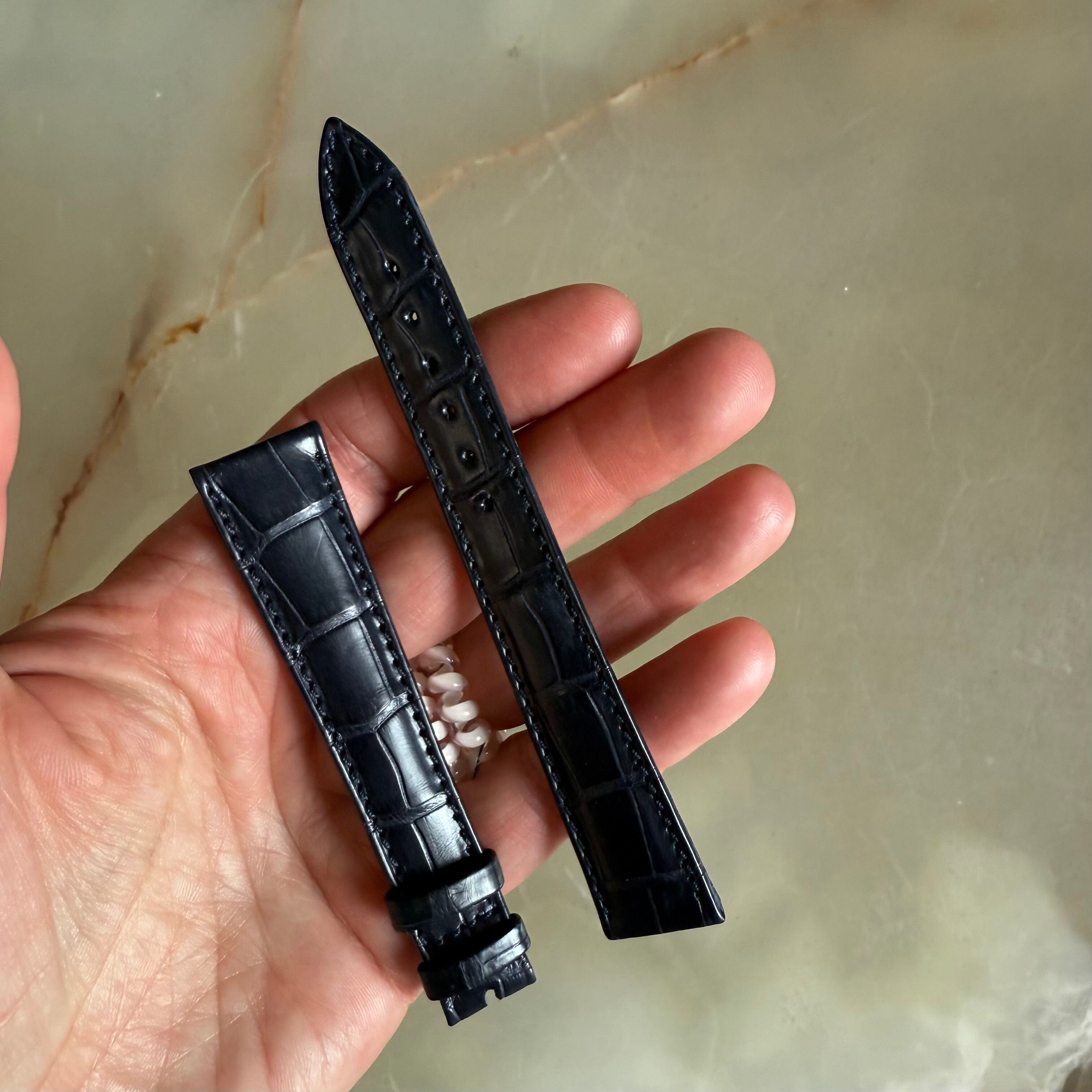 Authentic Breguet Blue Crocodile Watch Strap Band 19mm Padded & Stitched