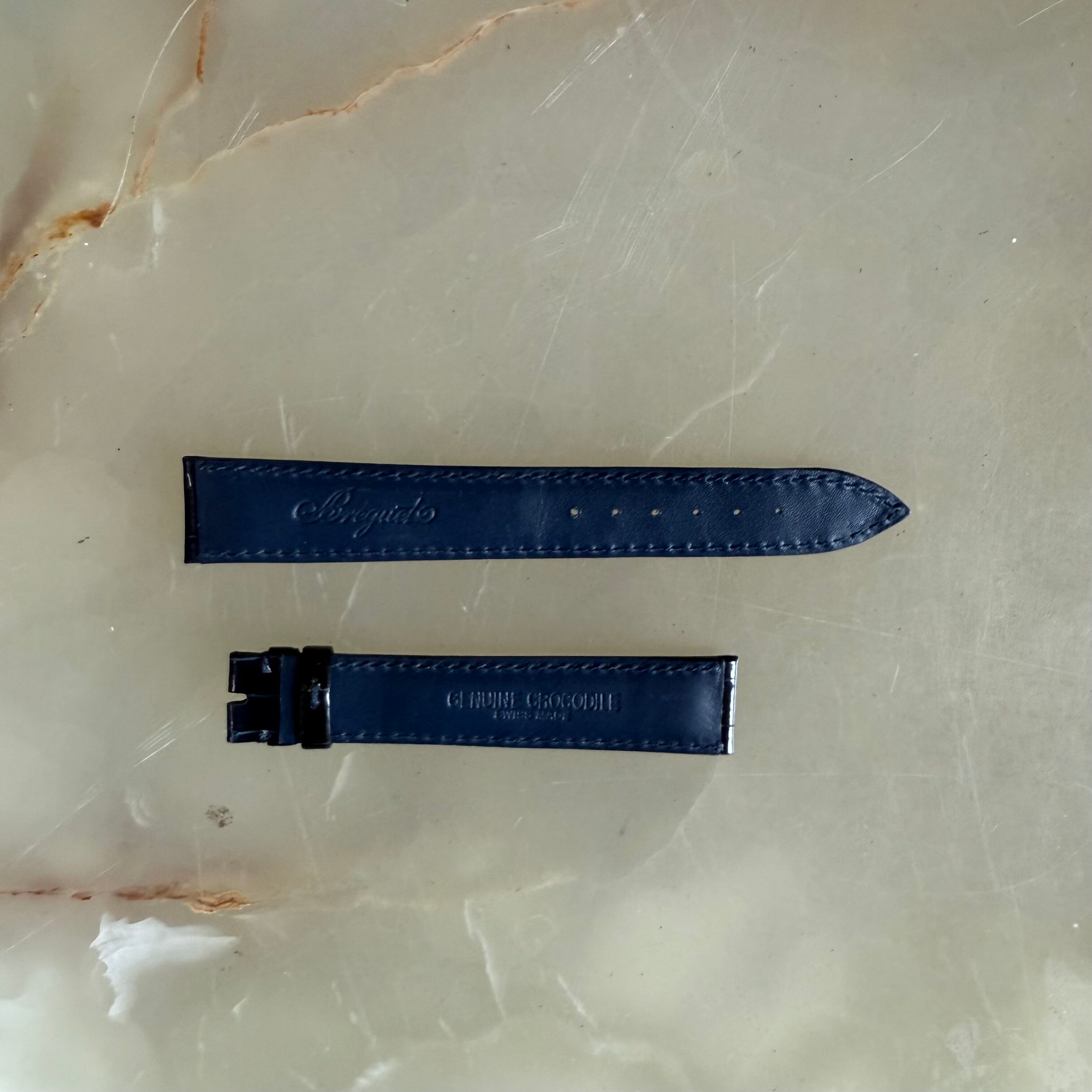 Authentic Breguet Blue Crocodile Watch Strap Band 18mm Padded & Stitched