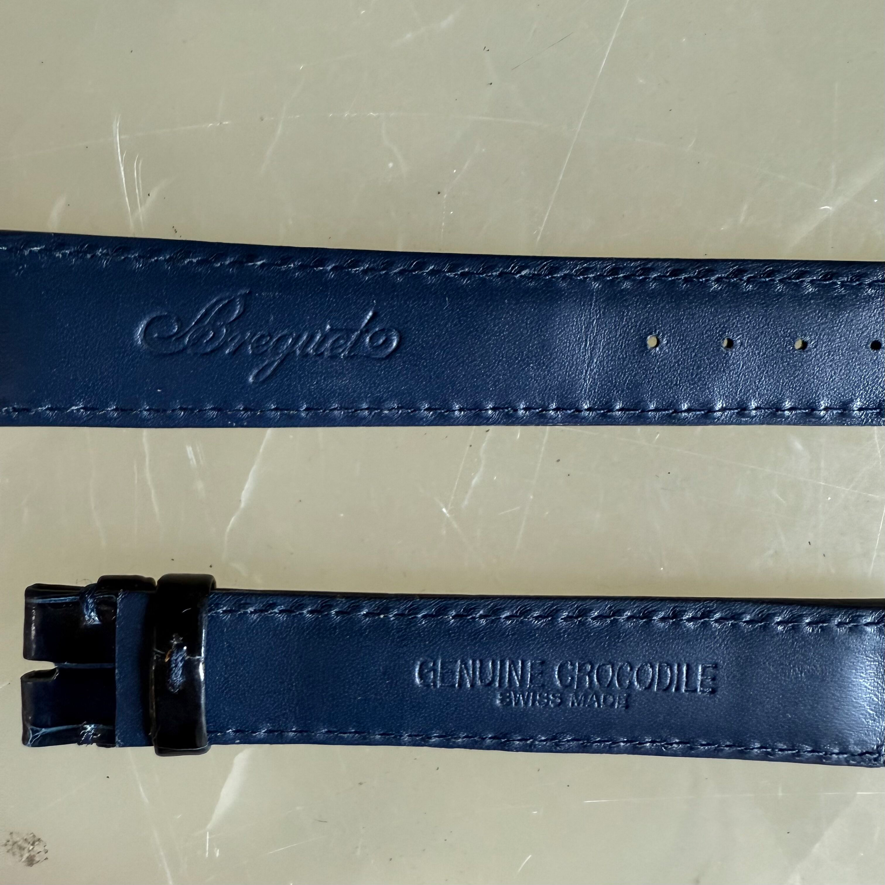 Authentic Breguet Blue Crocodile Watch Strap Band 18mm Padded & Stitched