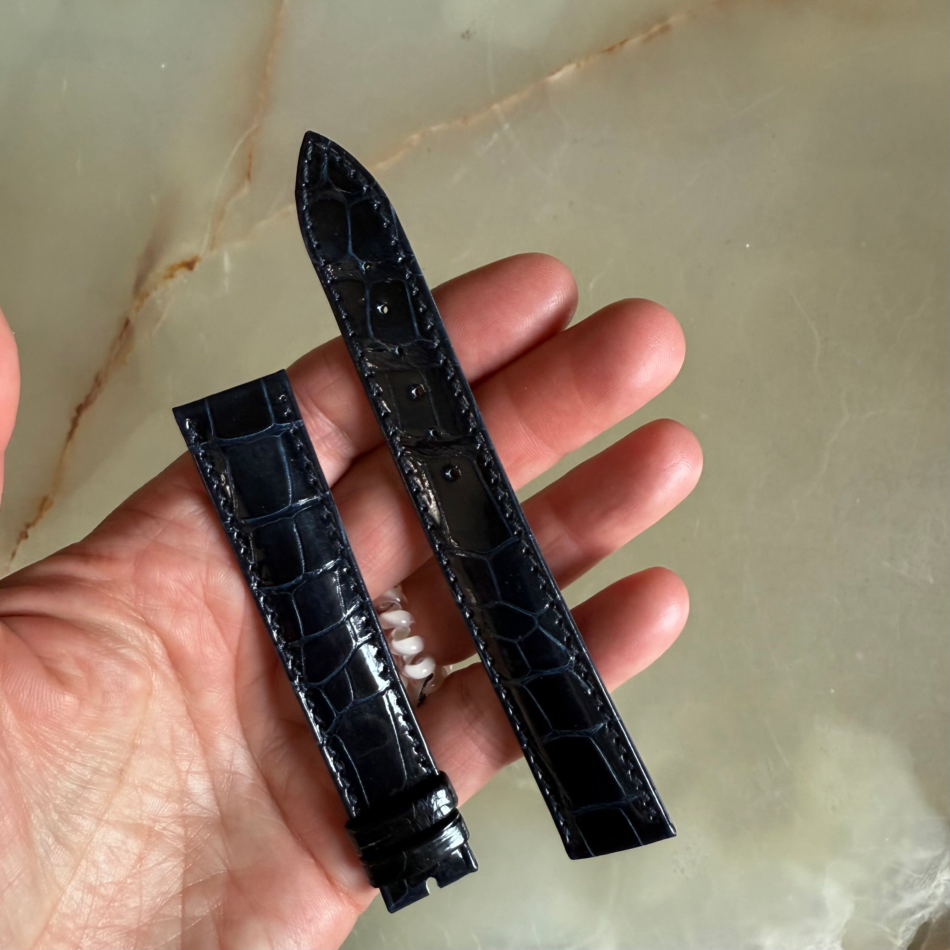 Authentic Breguet Blue Crocodile Watch Strap Band 18mm Padded & Stitched