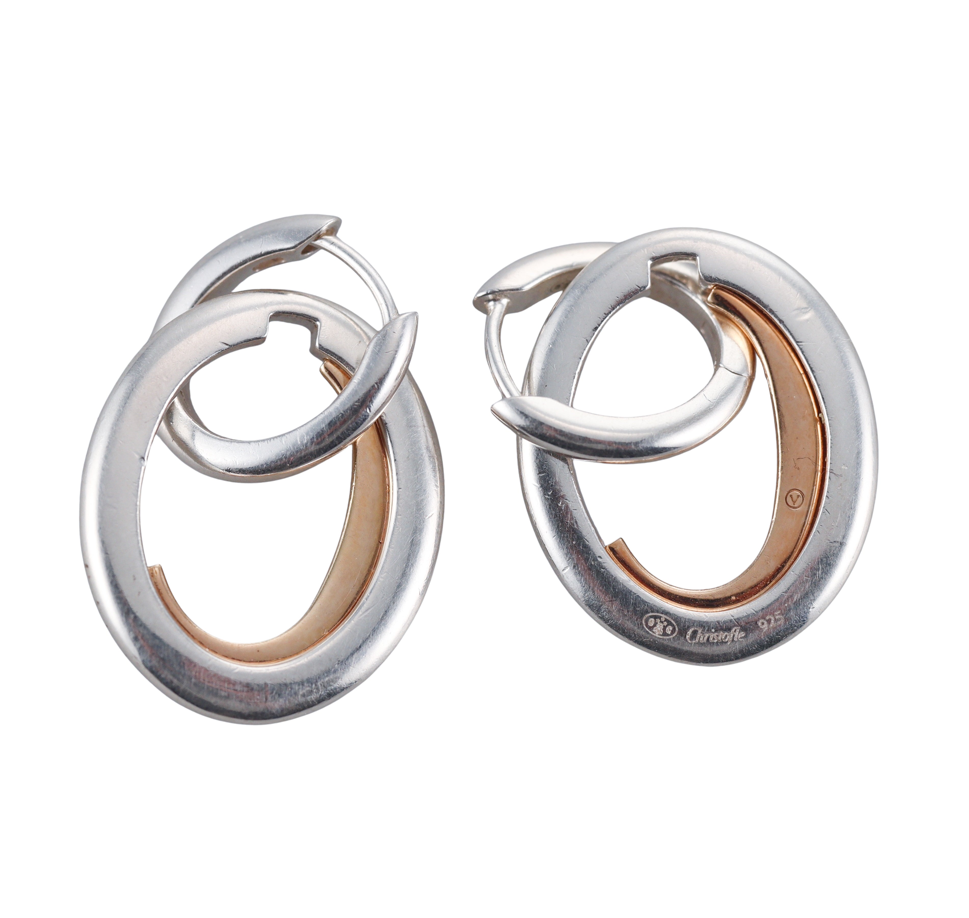 C De Christofle Sterling Silver Gold Earrings 6761300