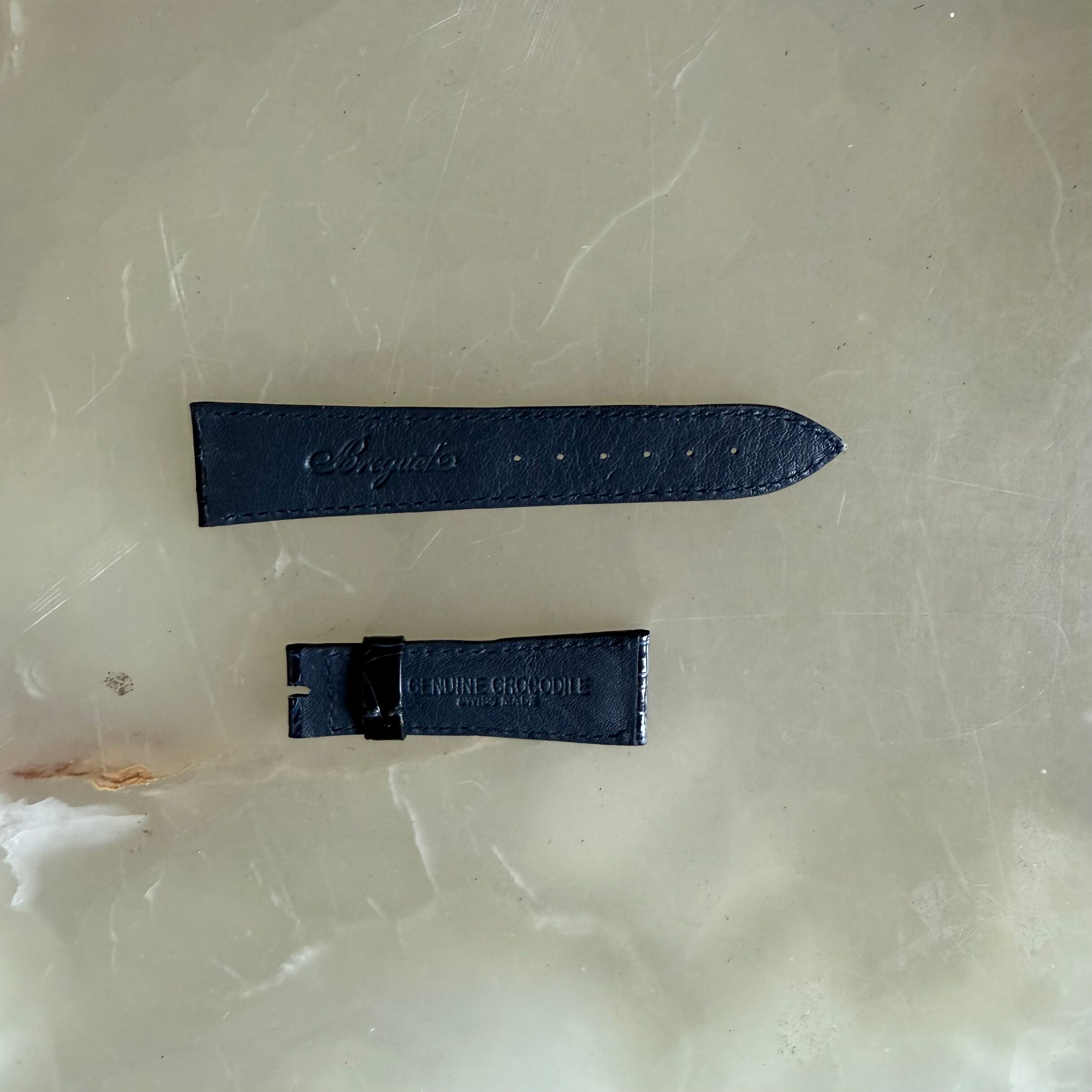 Authentic Breguet Blue Crocodile Watch Strap Band 20mm Padded & Stitched