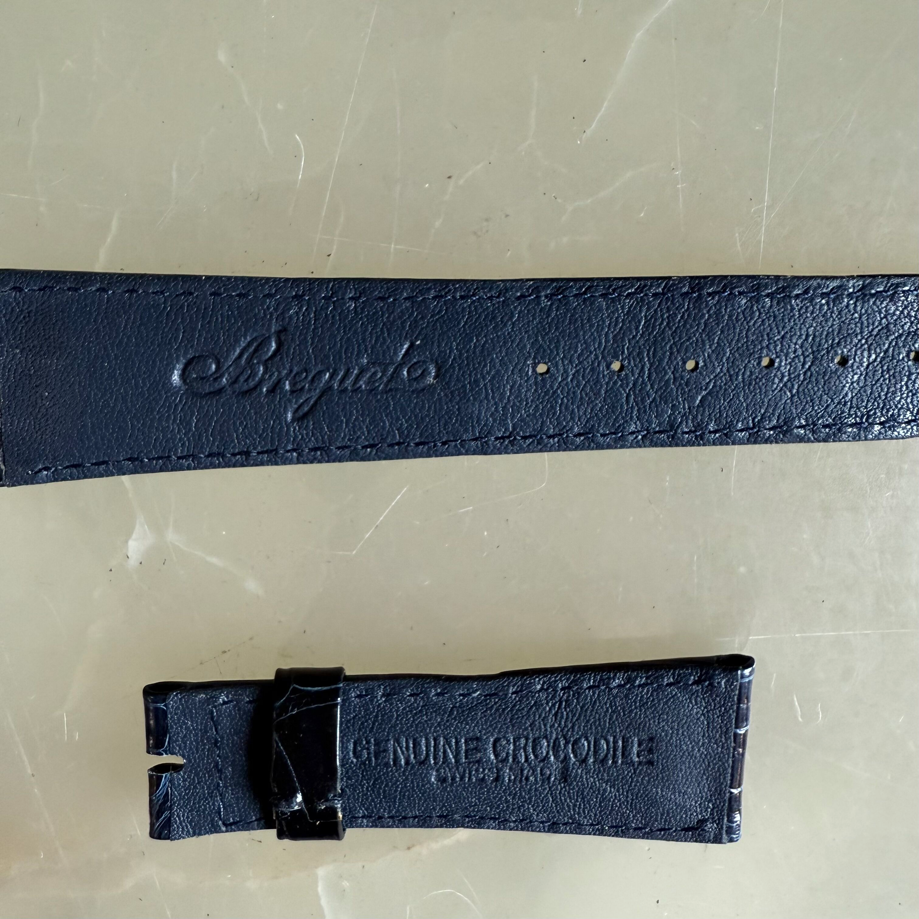 Authentic Breguet Blue Crocodile Watch Strap Band 20mm Padded & Stitched