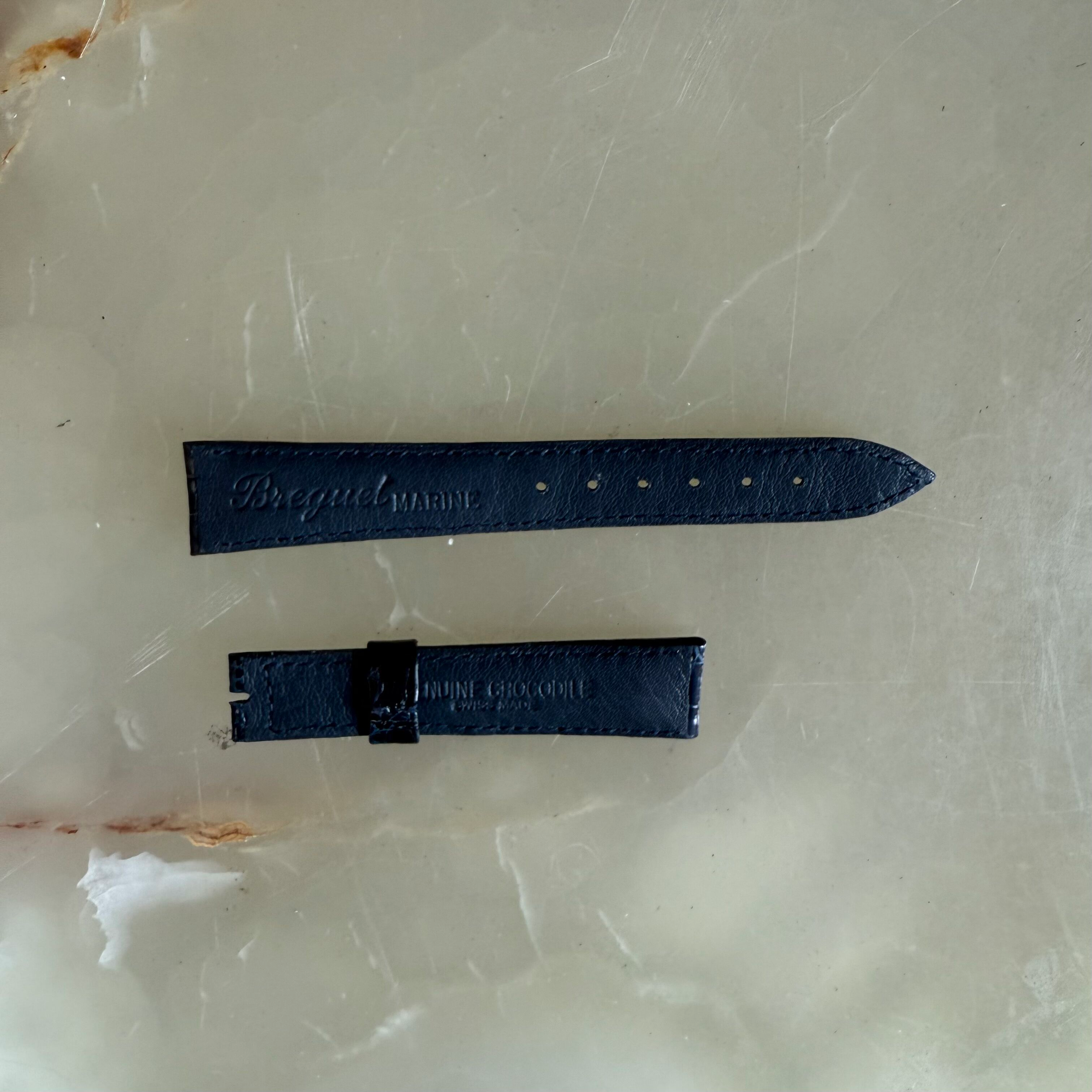 Authentic Breguet Blue Crocodile Watch Strap Band 18mm Padded & Stitched