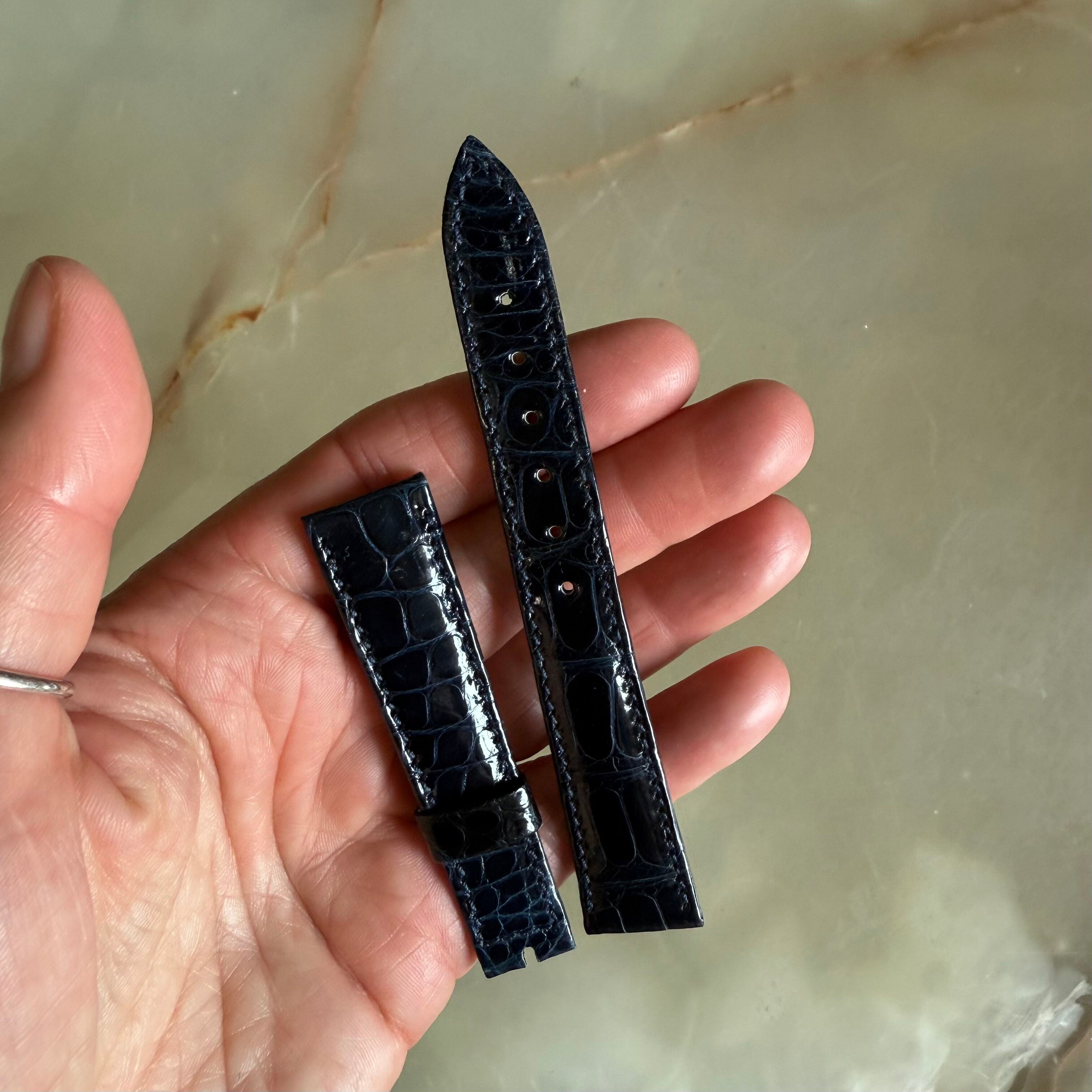 Authentic Breguet Blue Crocodile Watch Strap Band 18mm Padded & Stitched