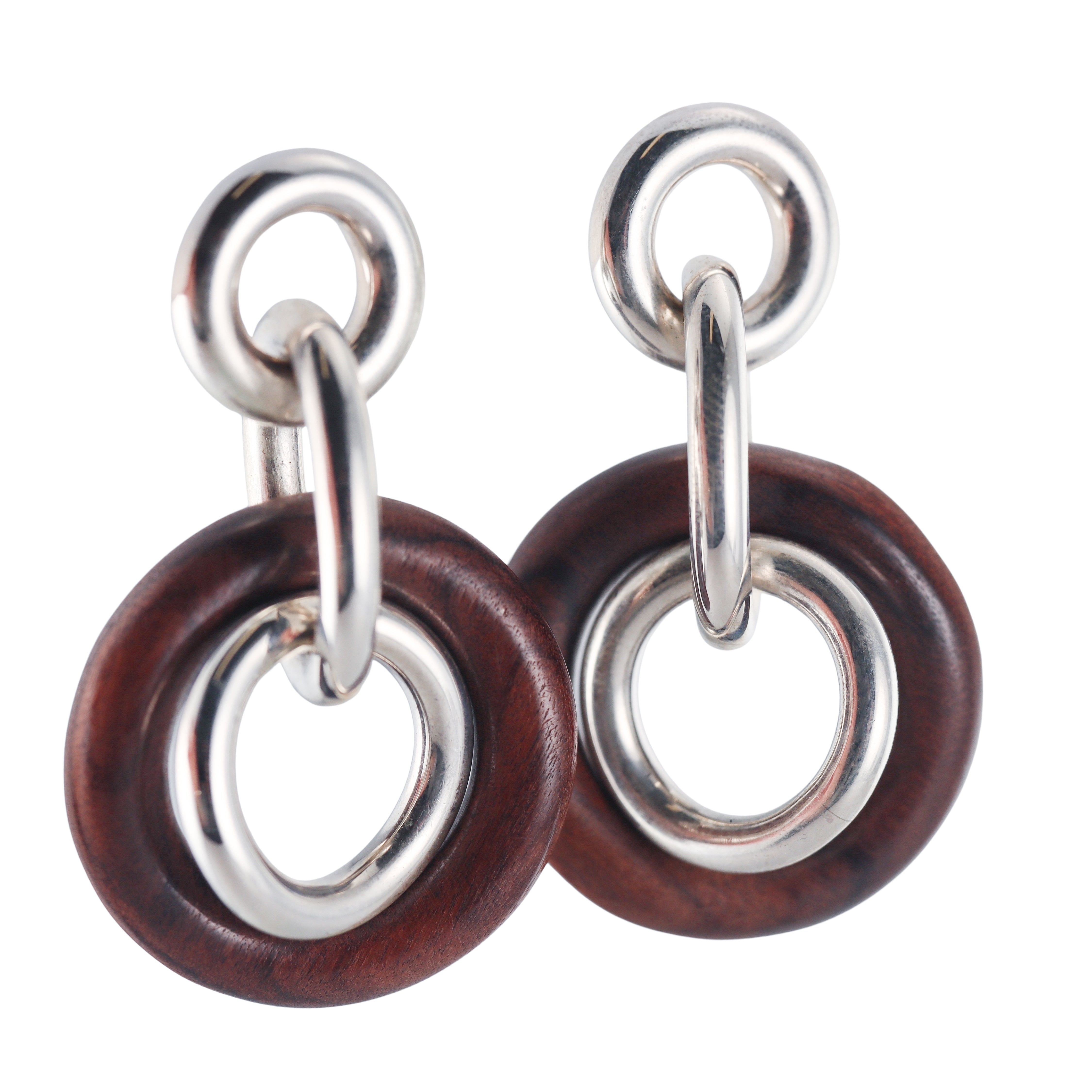 Idole De Christofle Sterling Silver & Rosewood Circle Earrings 6706300