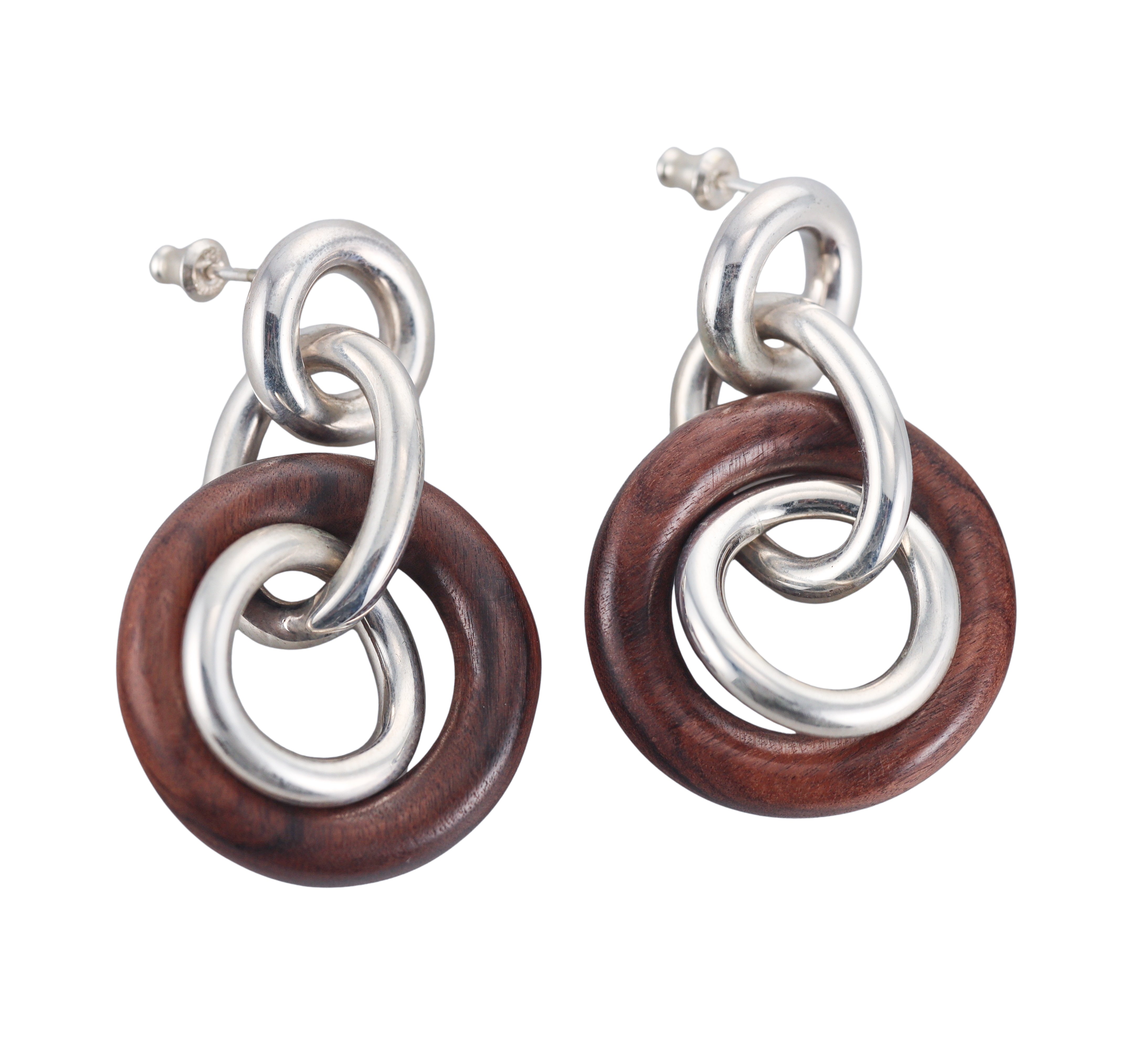 Idole De Christofle Sterling Silver & Rosewood Circle Earrings 6706300