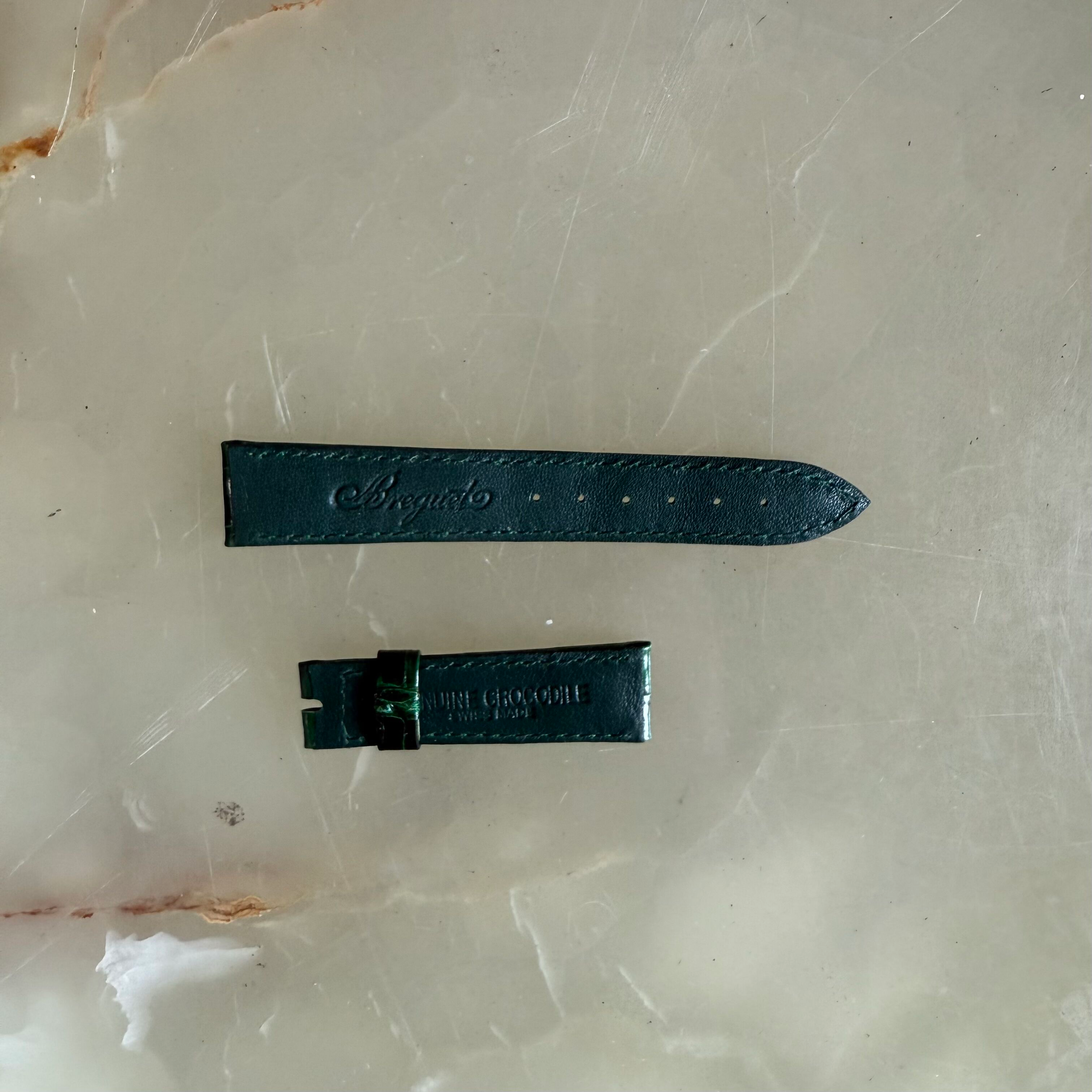 Authentic Breguet Green Crocodile Watch Strap Band 16.5mm Padded & Stitched