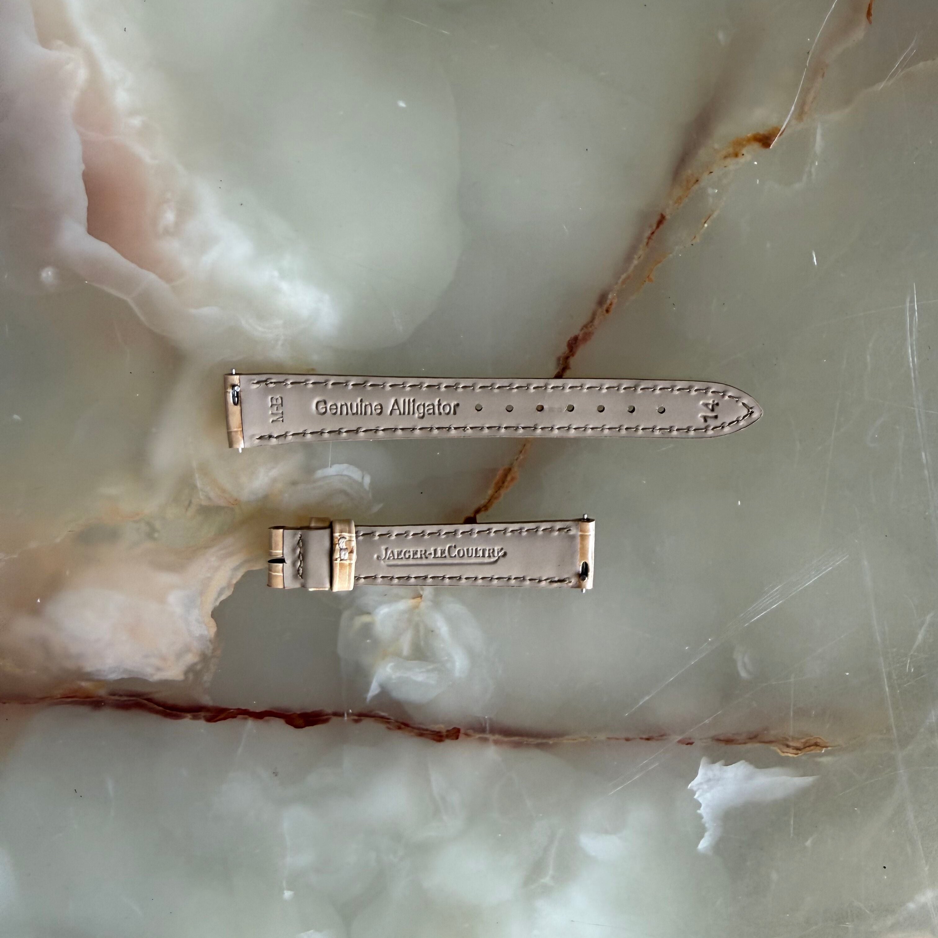 Authentic Jaeger LeCoultre Beige Alligator Watch Strap Band 14mm