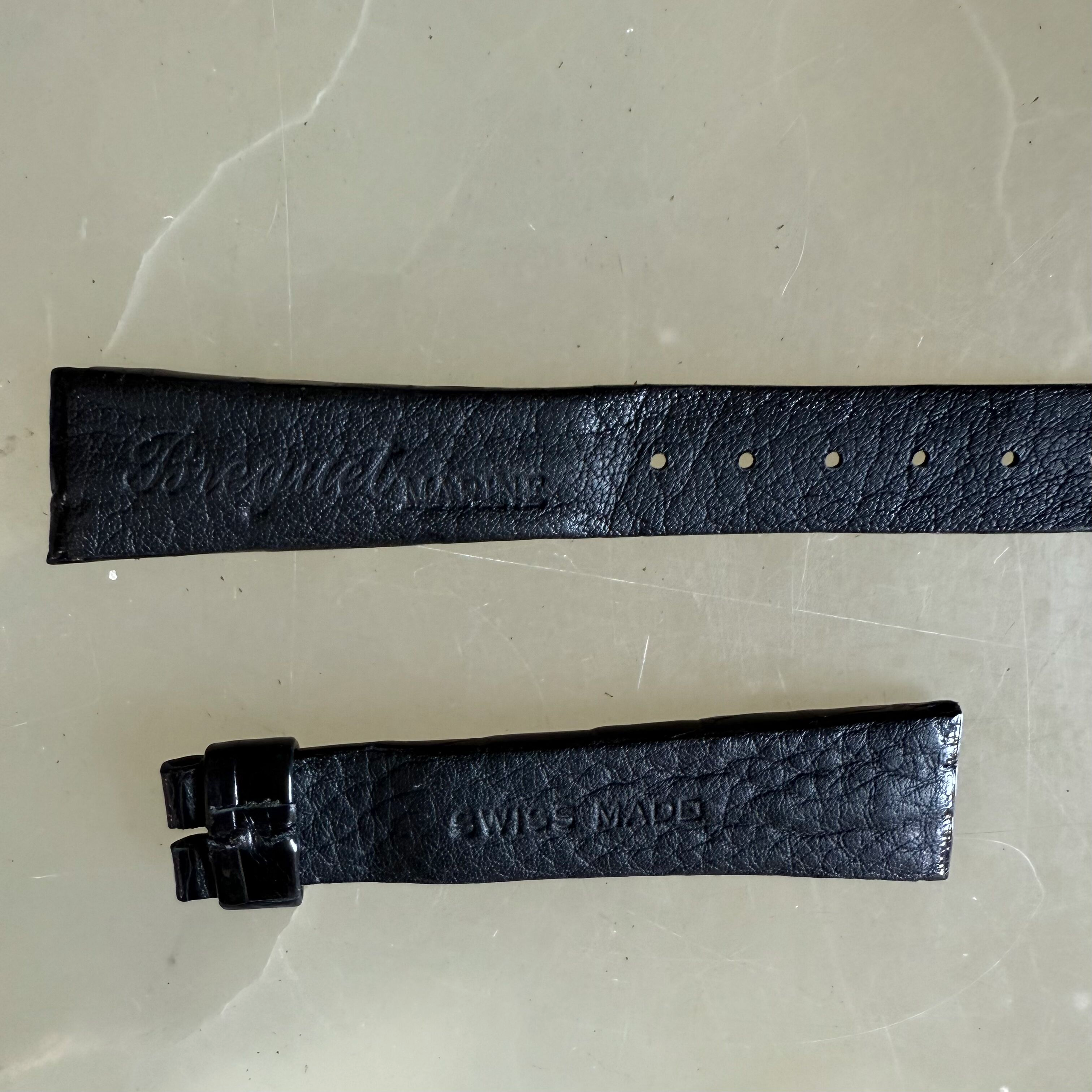 Authentic Breguet Black Crocodile Watch Strap Band 18mm Padded & Stitched