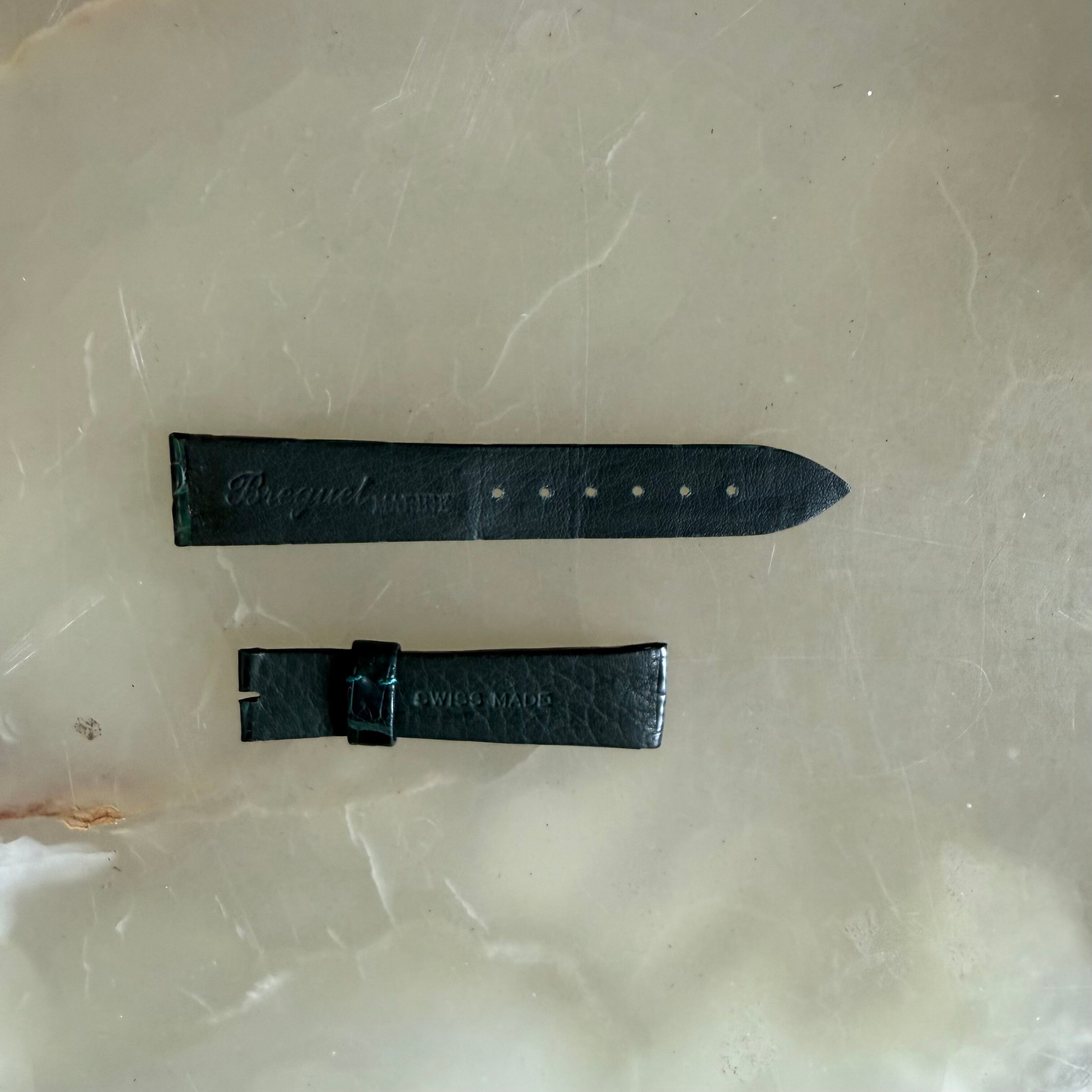 Authentic Breguet Green Crocodile Watch Strap Band 19mm Padded & Stitched