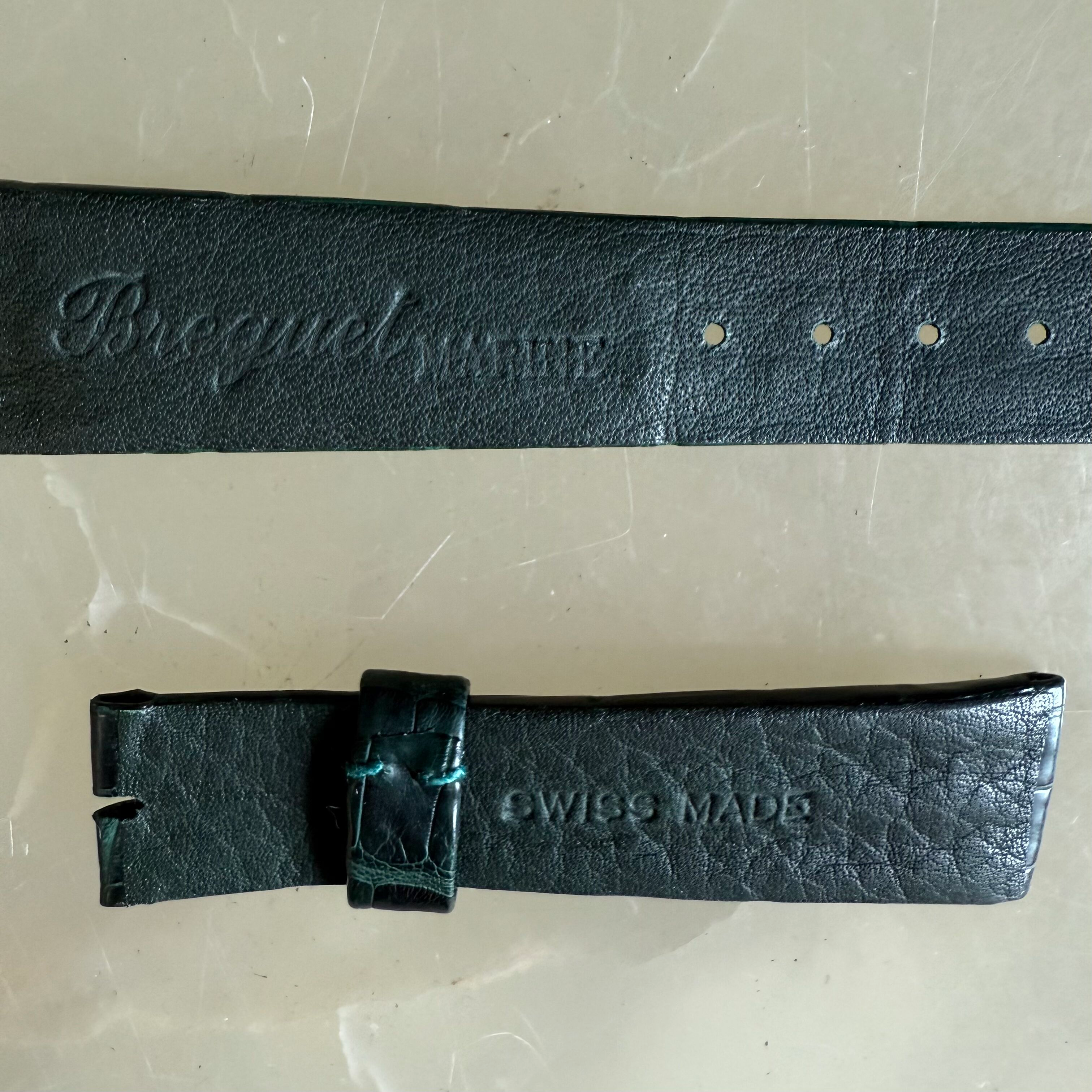 Authentic Breguet Green Crocodile Watch Strap Band 19mm Padded & Stitched