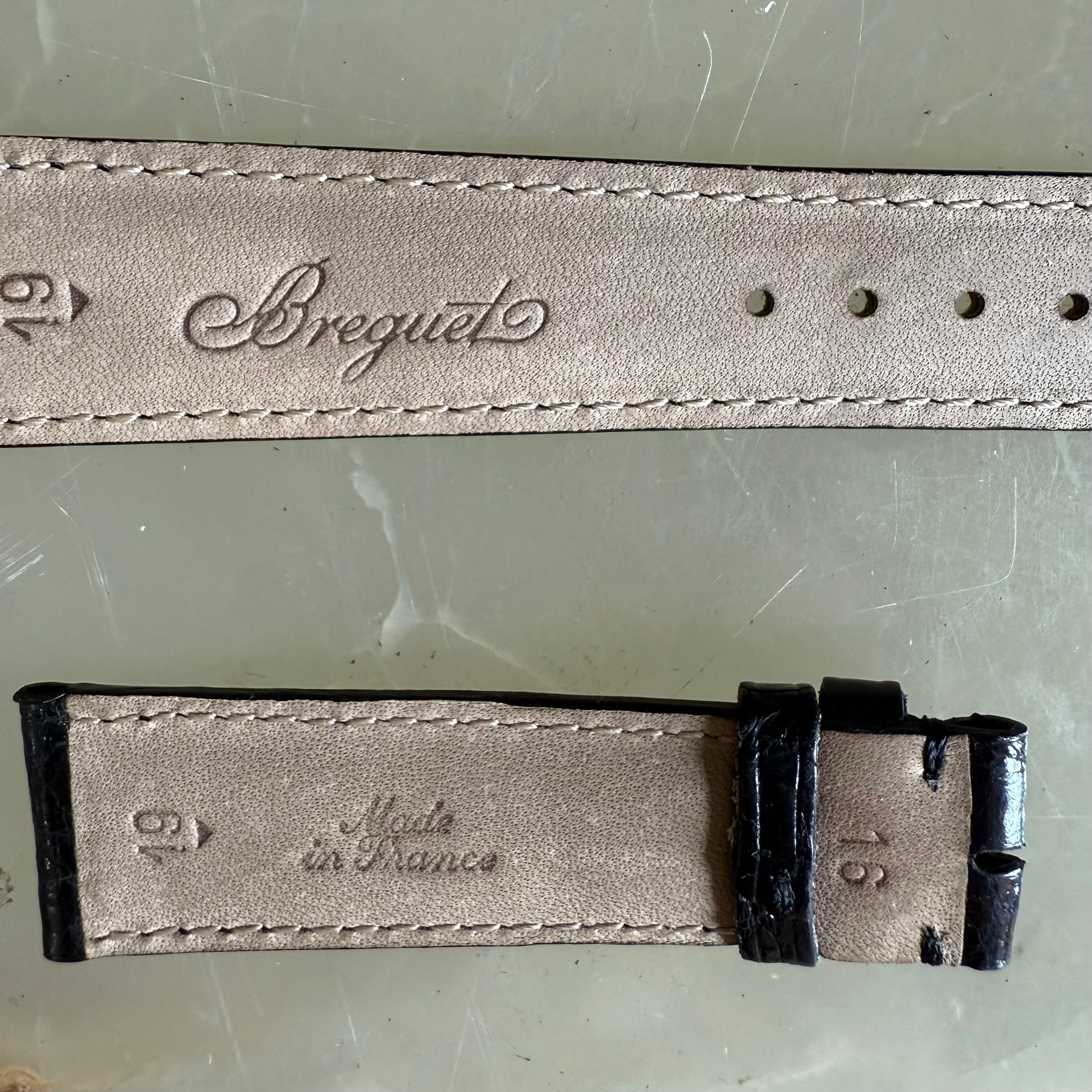 Authentic Breguet Black Crocodile Watch Strap Band 19mm