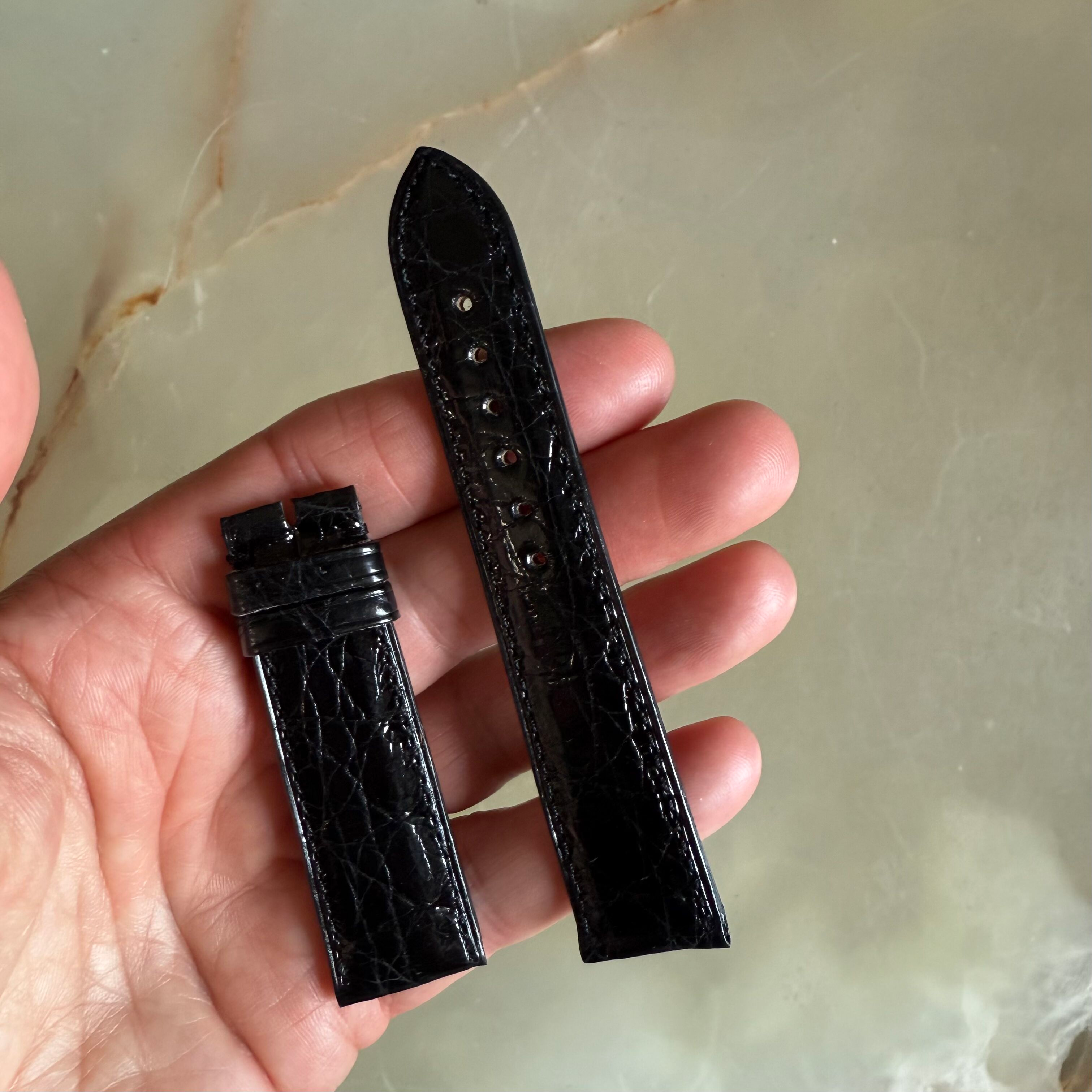 Authentic Breguet Black Crocodile Watch Strap Band 19mm