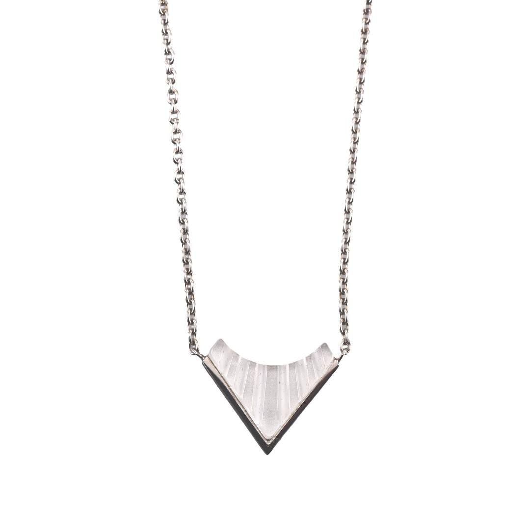 Lalique 1925 Clear Crystal Silver Plated Necklace Small 10680300