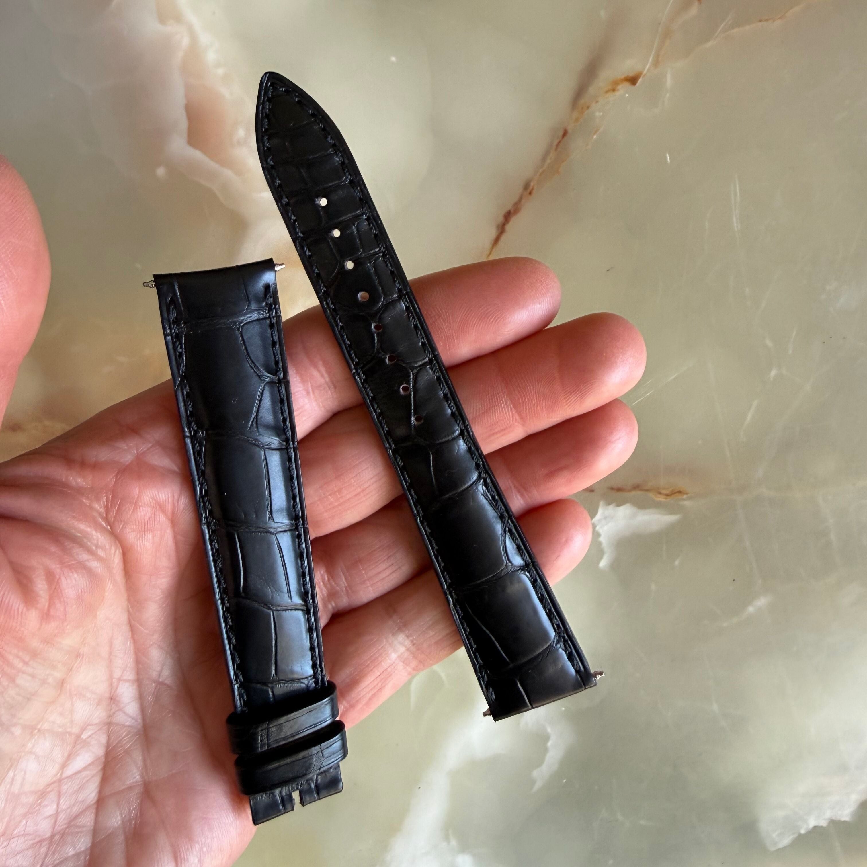Authentic Jaeger LeCoultre Black Alligator Watch Strap Band 20mm