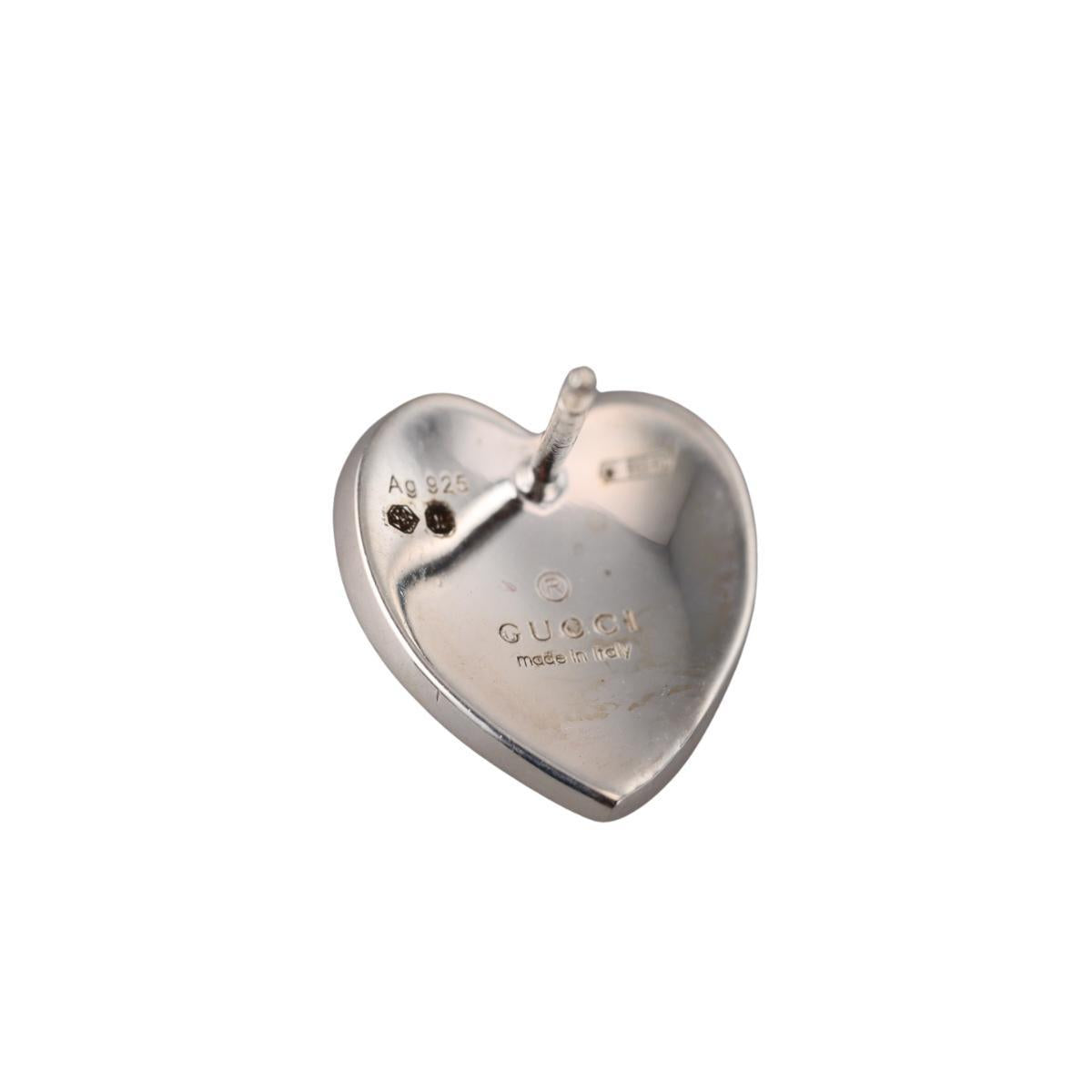 Gucci Interlocking G Red Enamel Heart Earrings